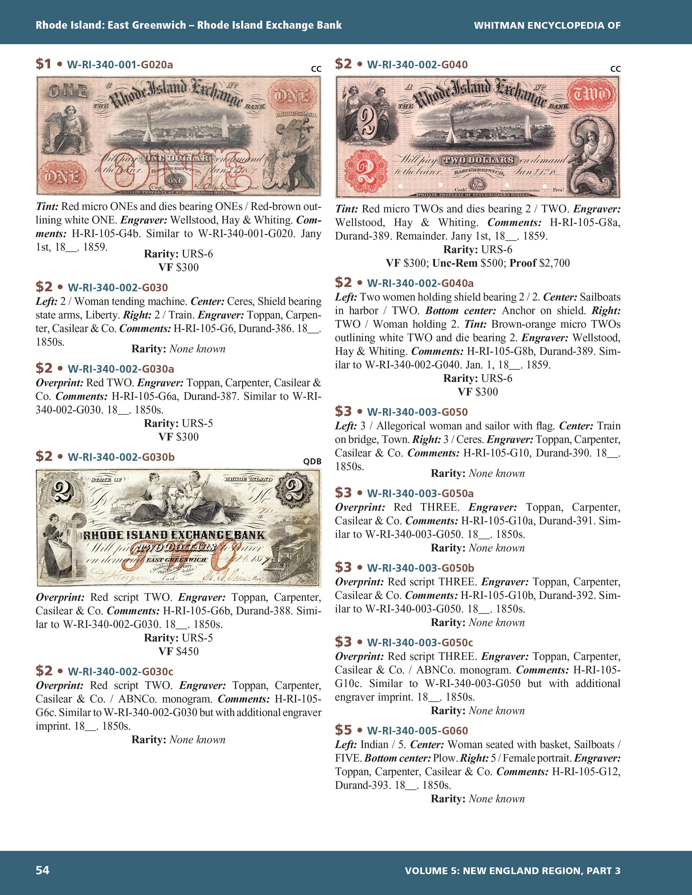 Whitman Encyclopedias: Whitman Encyclopedia of Obsolete Paper Money Volume 5 – New England, Part 3 – Rhode Island and Vermont