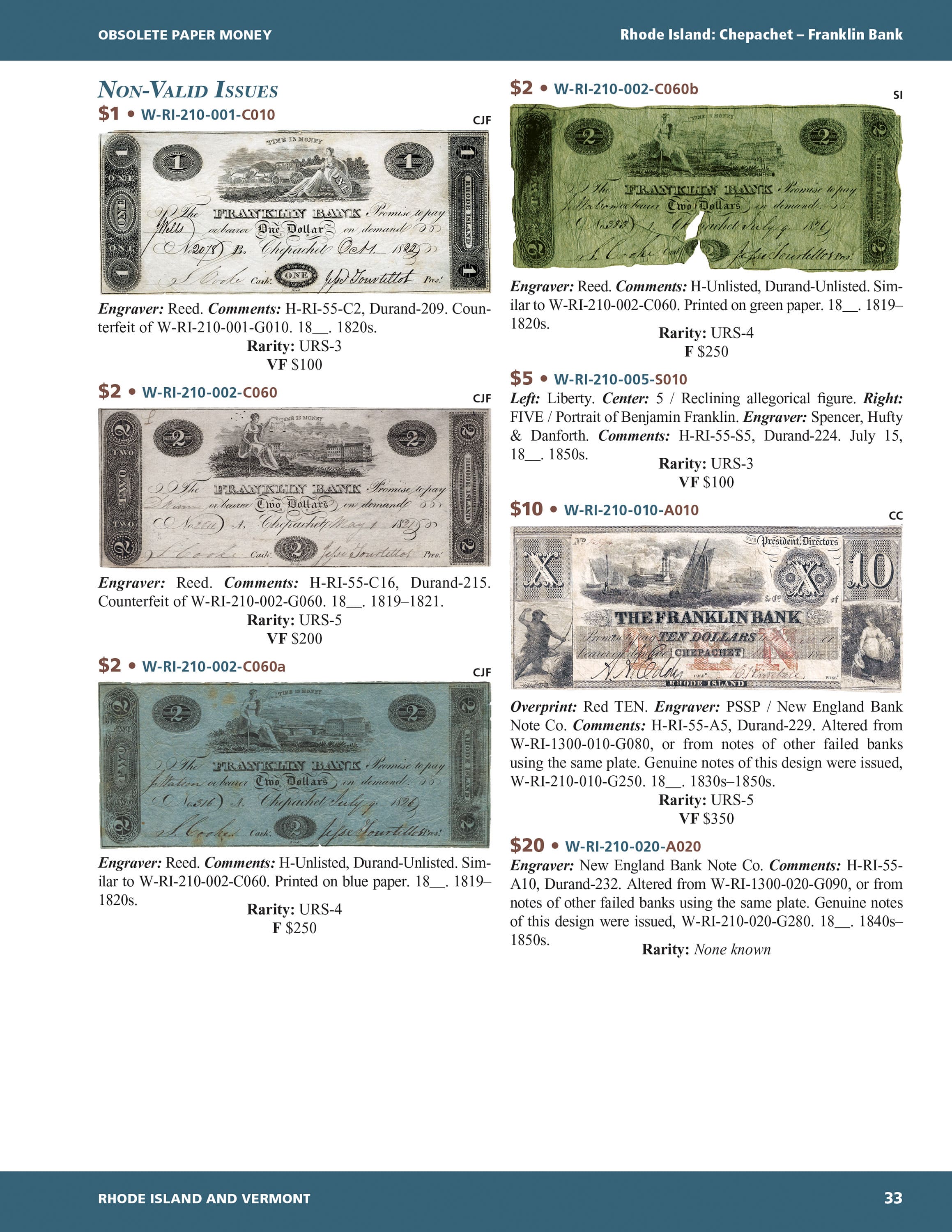 Whitman Encyclopedias: Whitman Encyclopedia of Obsolete Paper Money Volume 5 – New England, Part 3 – Rhode Island and Vermont