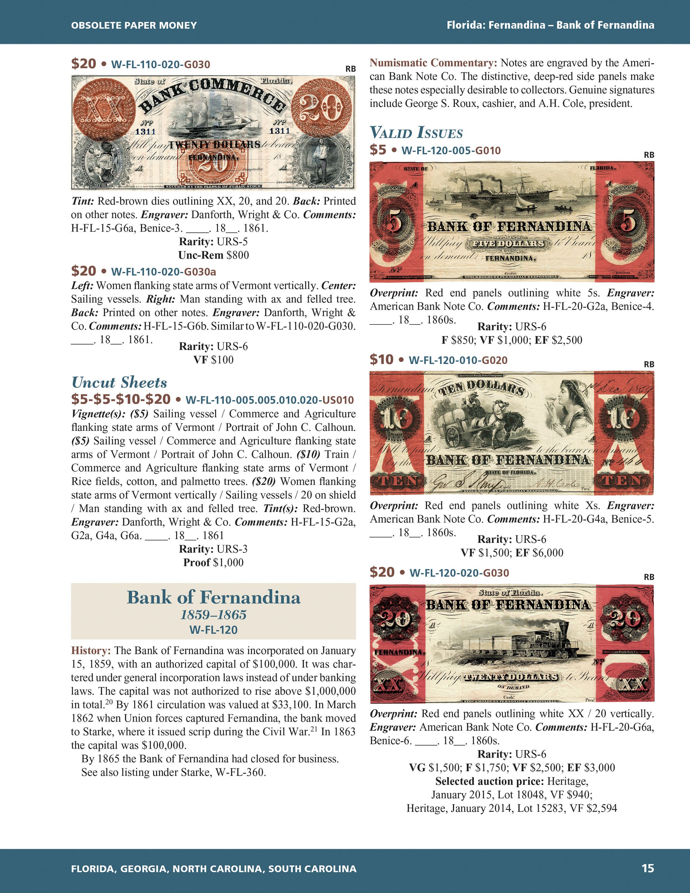 Whitman Encyclopedias: Whitman Encyclopedia of Obsolete Paper Money, Volume 6 – South Atlantic, Part 1 – Florida, Georgia, North Carolina, South Carolina