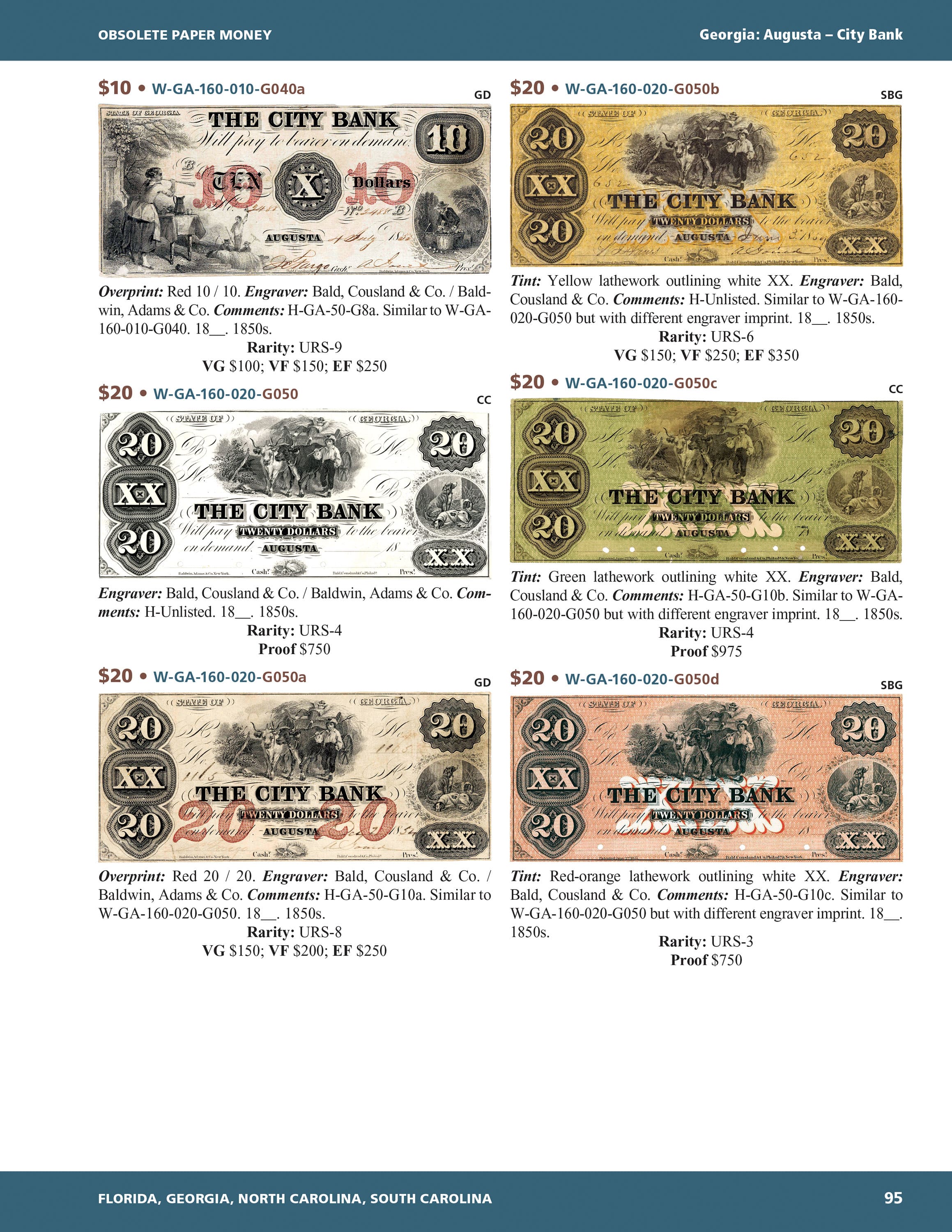 Whitman Encyclopedias: Whitman Encyclopedia of Obsolete Paper Money, Volume 6 – South Atlantic, Part 1 – Florida, Georgia, North Carolina, South Carolina