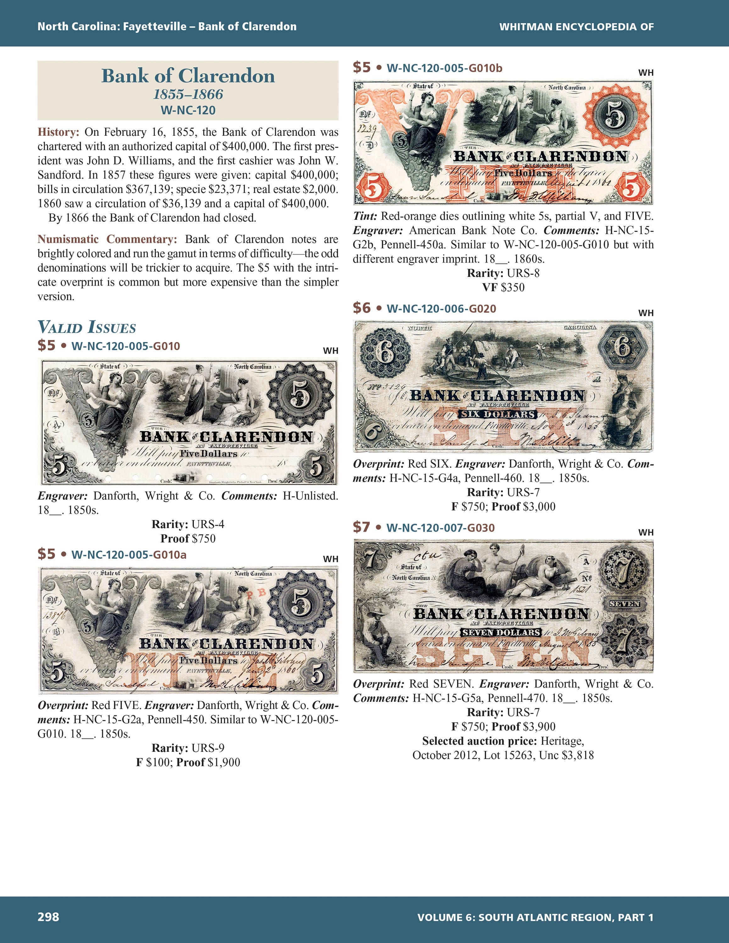 Whitman Encyclopedias: Whitman Encyclopedia of Obsolete Paper Money, Volume 6 – South Atlantic, Part 1 – Florida, Georgia, North Carolina, South Carolina