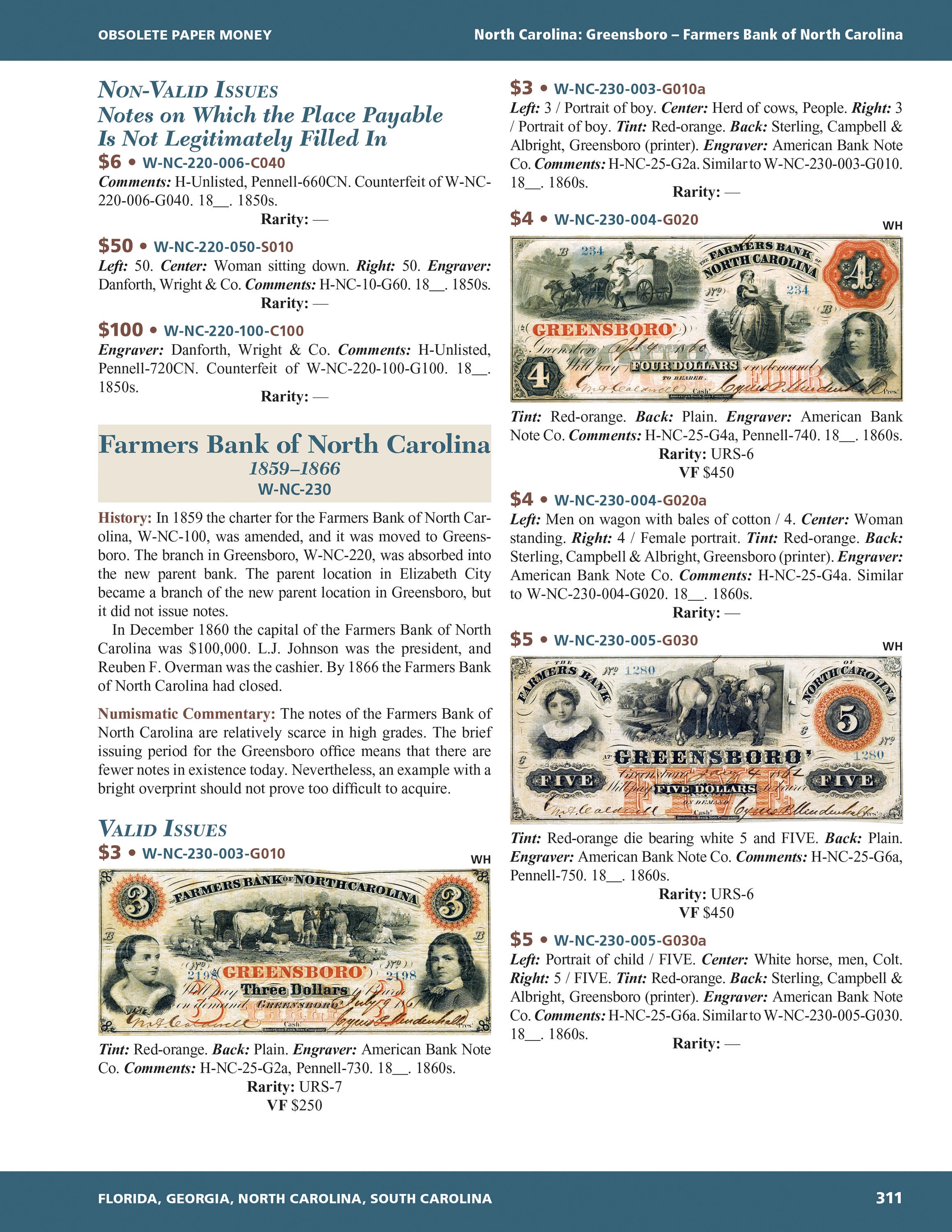 Whitman Encyclopedias: Whitman Encyclopedia of Obsolete Paper Money, Volume 6 – South Atlantic, Part 1 – Florida, Georgia, North Carolina, South Carolina