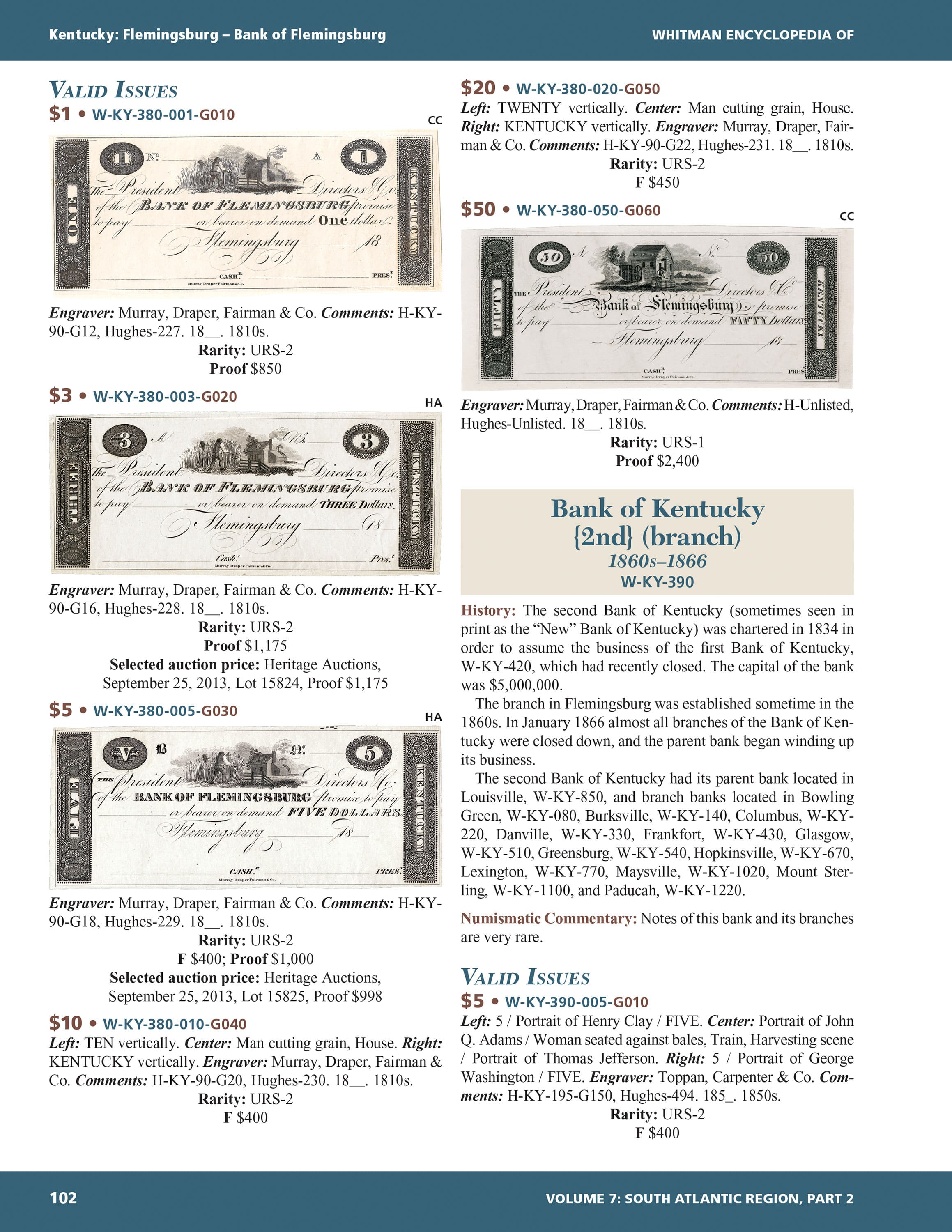 Whitman Encyclopedias: Whitman Encyclopedia of Obsolete Paper Money, Volume 7 – South Atlantic, Part 2 – Alabama, Arkansas, Kentucky, Louisiana, Mississippi, Tennessee, Texas