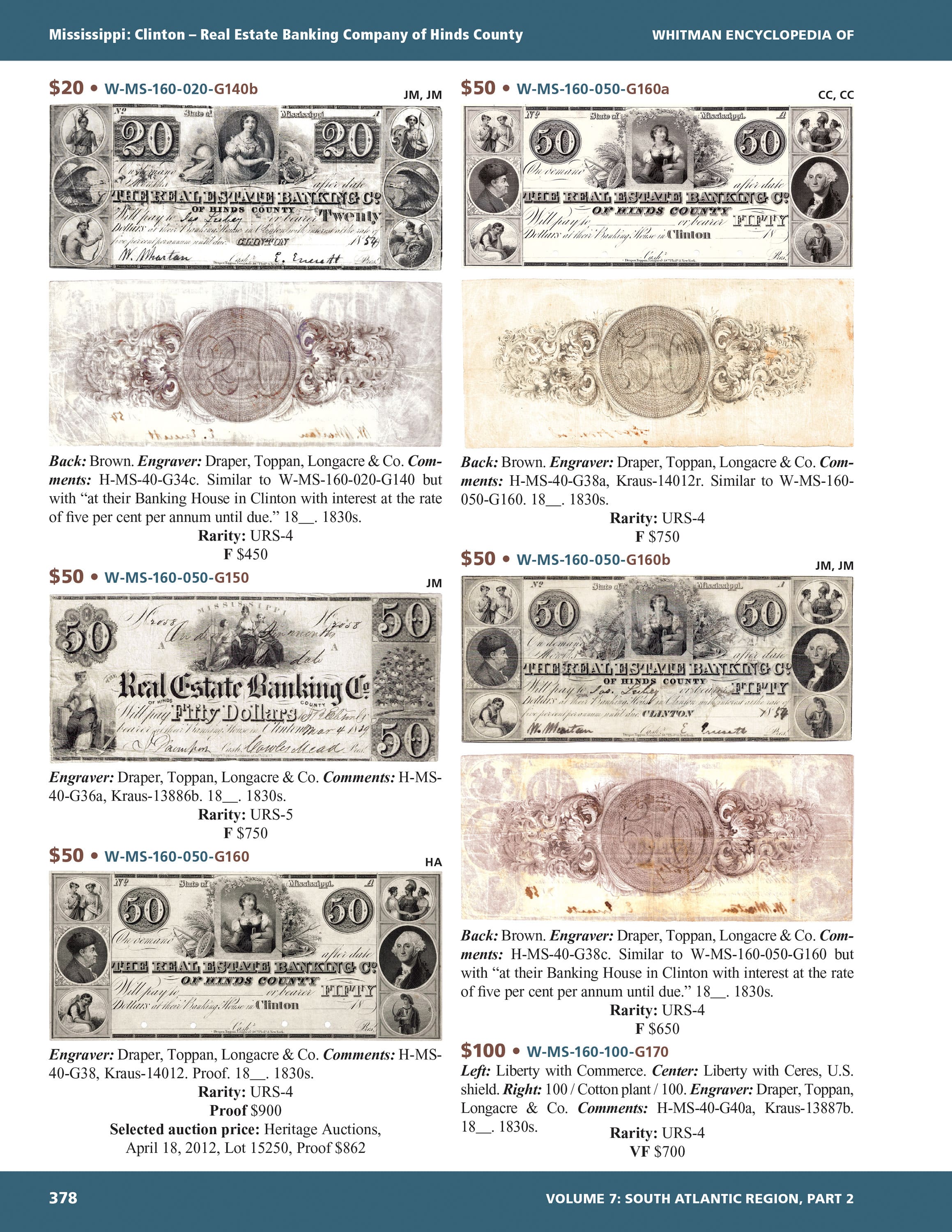 Whitman Encyclopedias: Whitman Encyclopedia of Obsolete Paper Money, Volume 7 – South Atlantic, Part 2 – Alabama, Arkansas, Kentucky, Louisiana, Mississippi, Tennessee, Texas