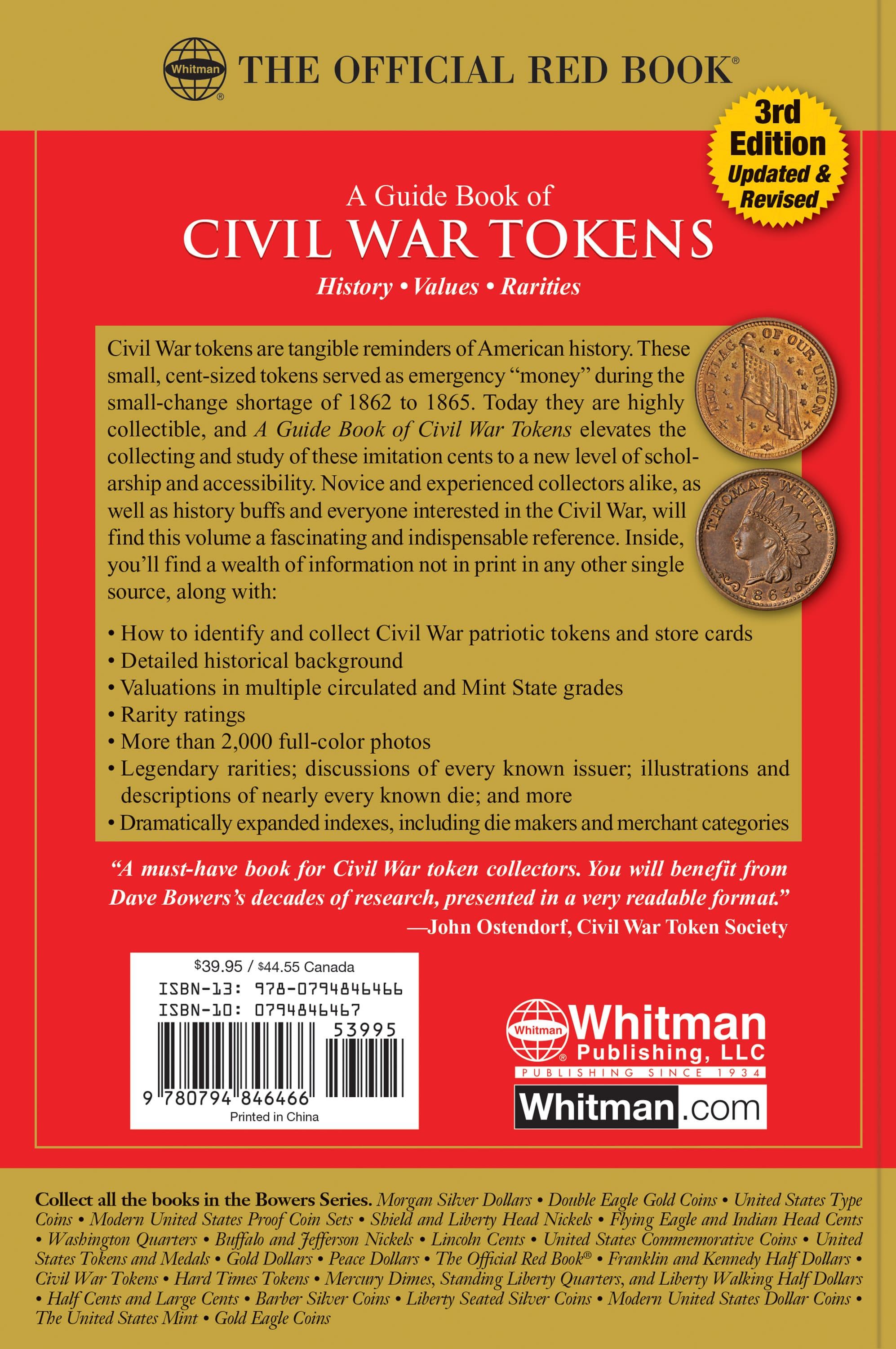 Red Book Series #16: A Guide Book of Civil War Tokens – Patriotics, Store Cards, Sutler Tokens, Encased Postage