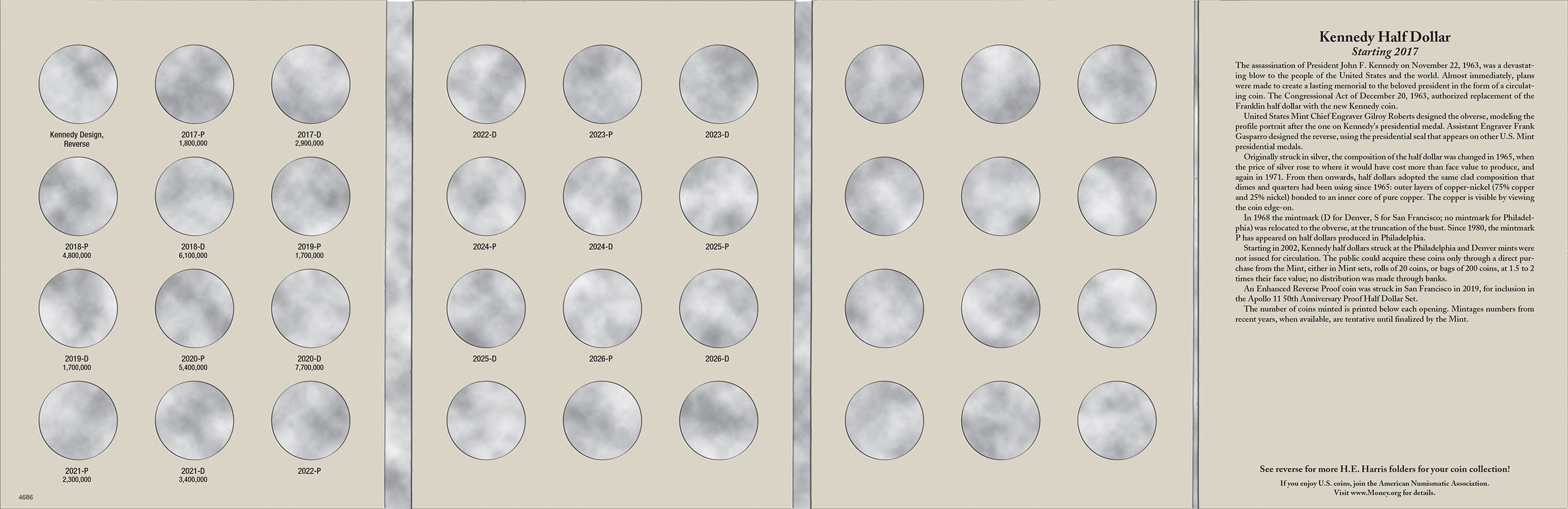 H.E. Harris® Coin Folder – Kennedy Half Dollars Collection #4: Starting 2017