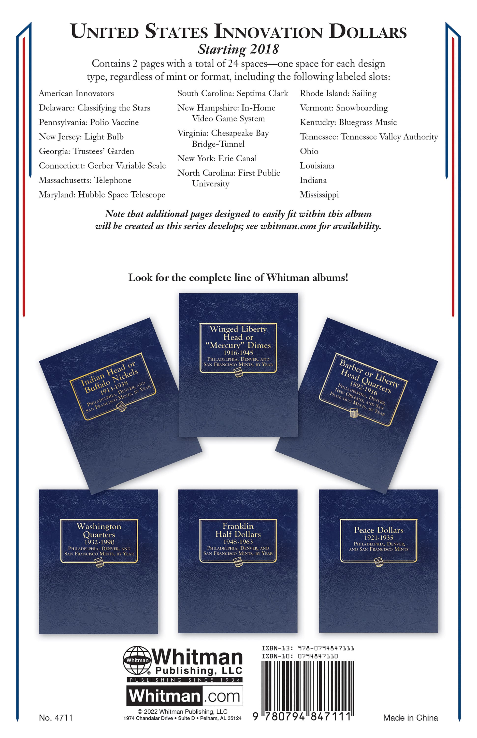Whitman Classic® Coin Album – American Innovation Dollars: Starting 2018 (Single Mint)
