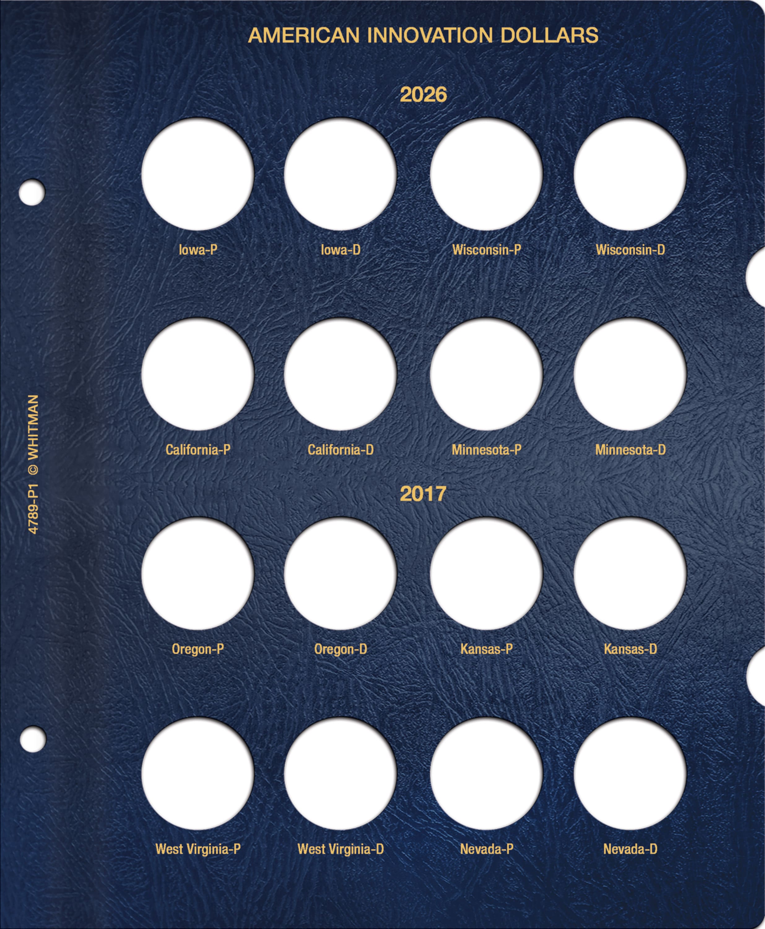 Whitman Classic® Coin Album – American Innovation Dollars Volume #2: 2026-2032 (P & D Mints)