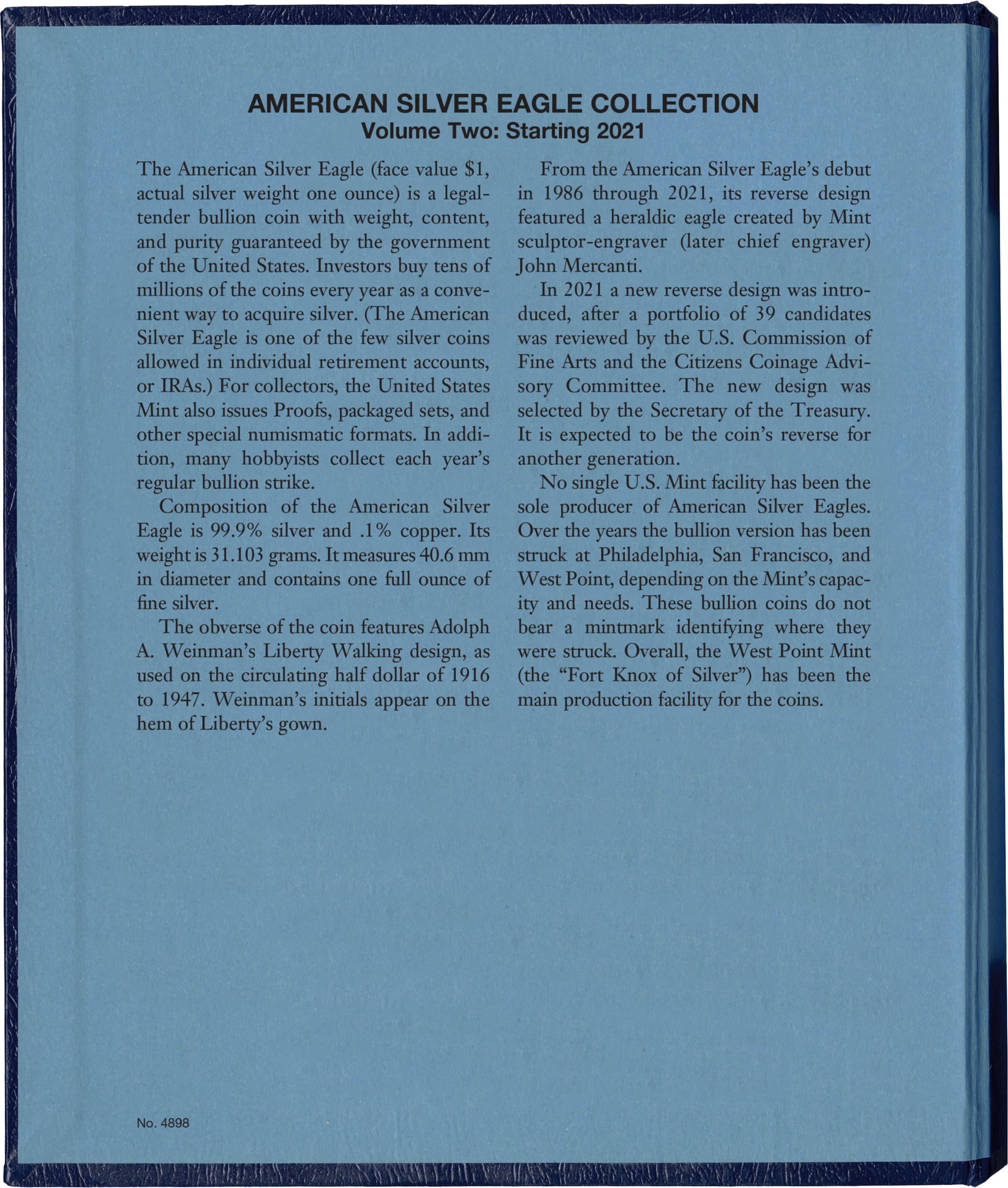 Whitman Classic® Coin Album – American Silver Eagles Variety 2: Starting 2021 (Single Mint)