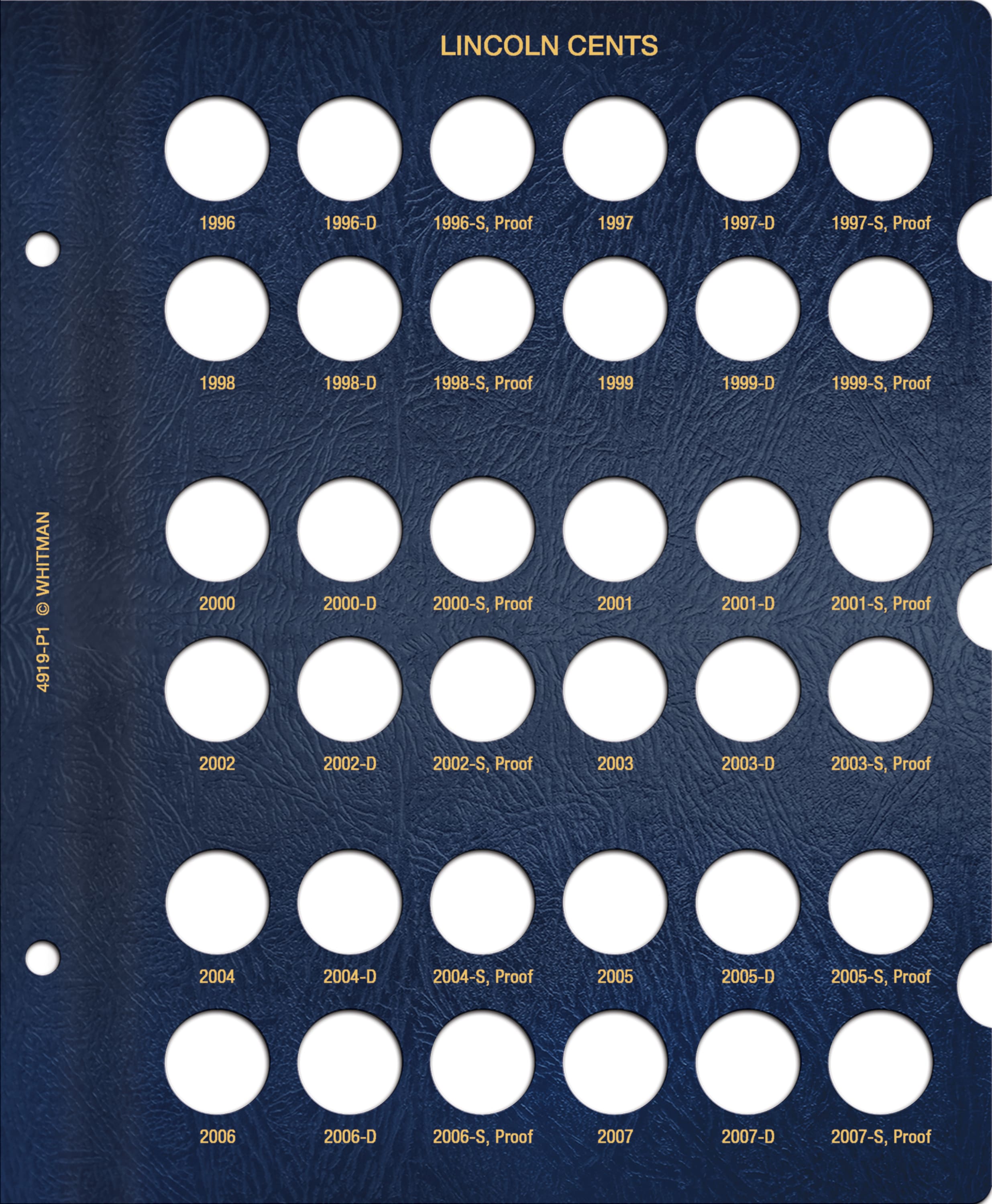 Whitman Classic® Coin Album – Lincoln Cents Volume #2: Starting 1996 (P, D, & S Mints)