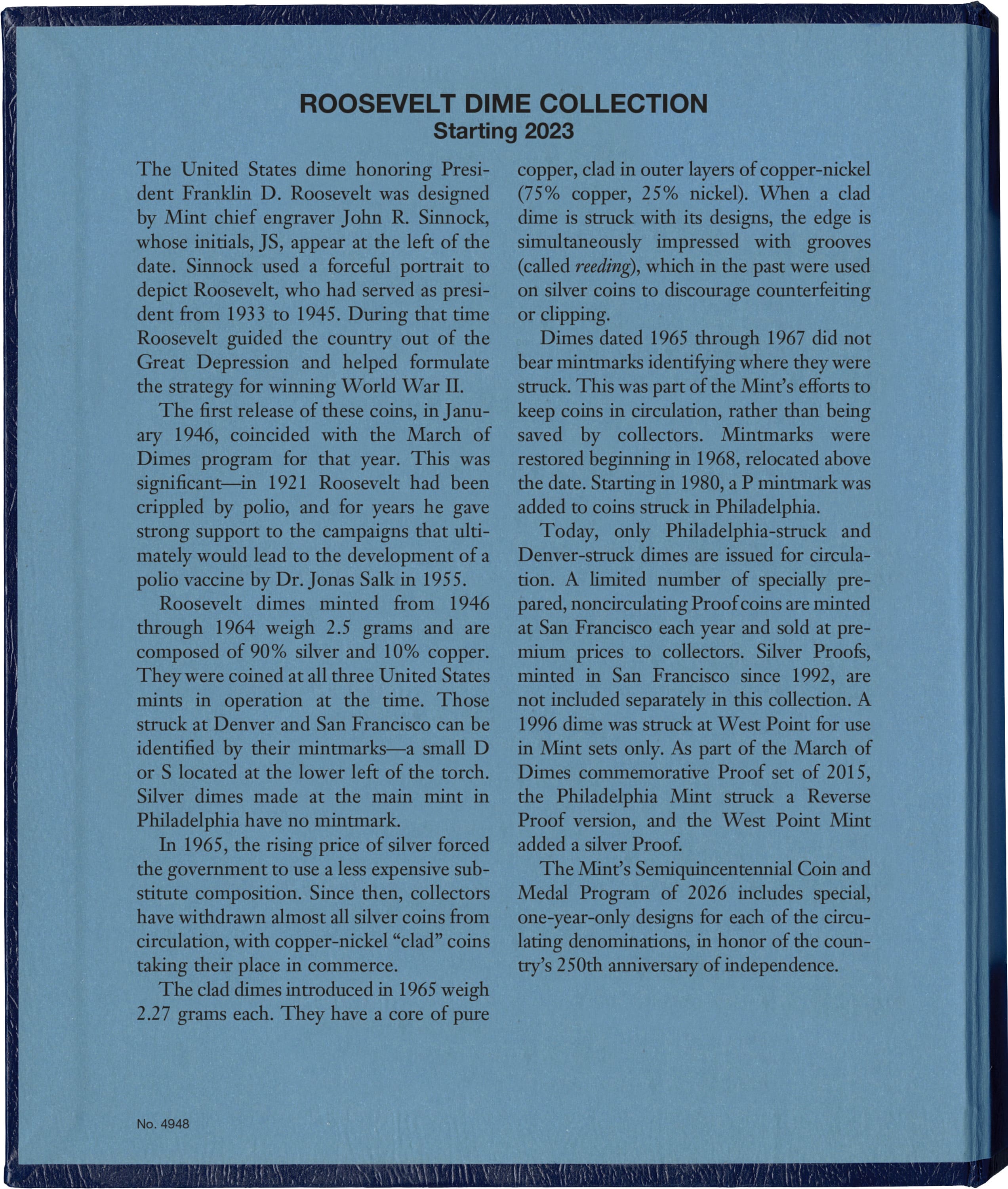 Whitman Classic® Coin Album – Roosevelt Dimes Volume #2: Starting 2023 (P, D, & S Mints)