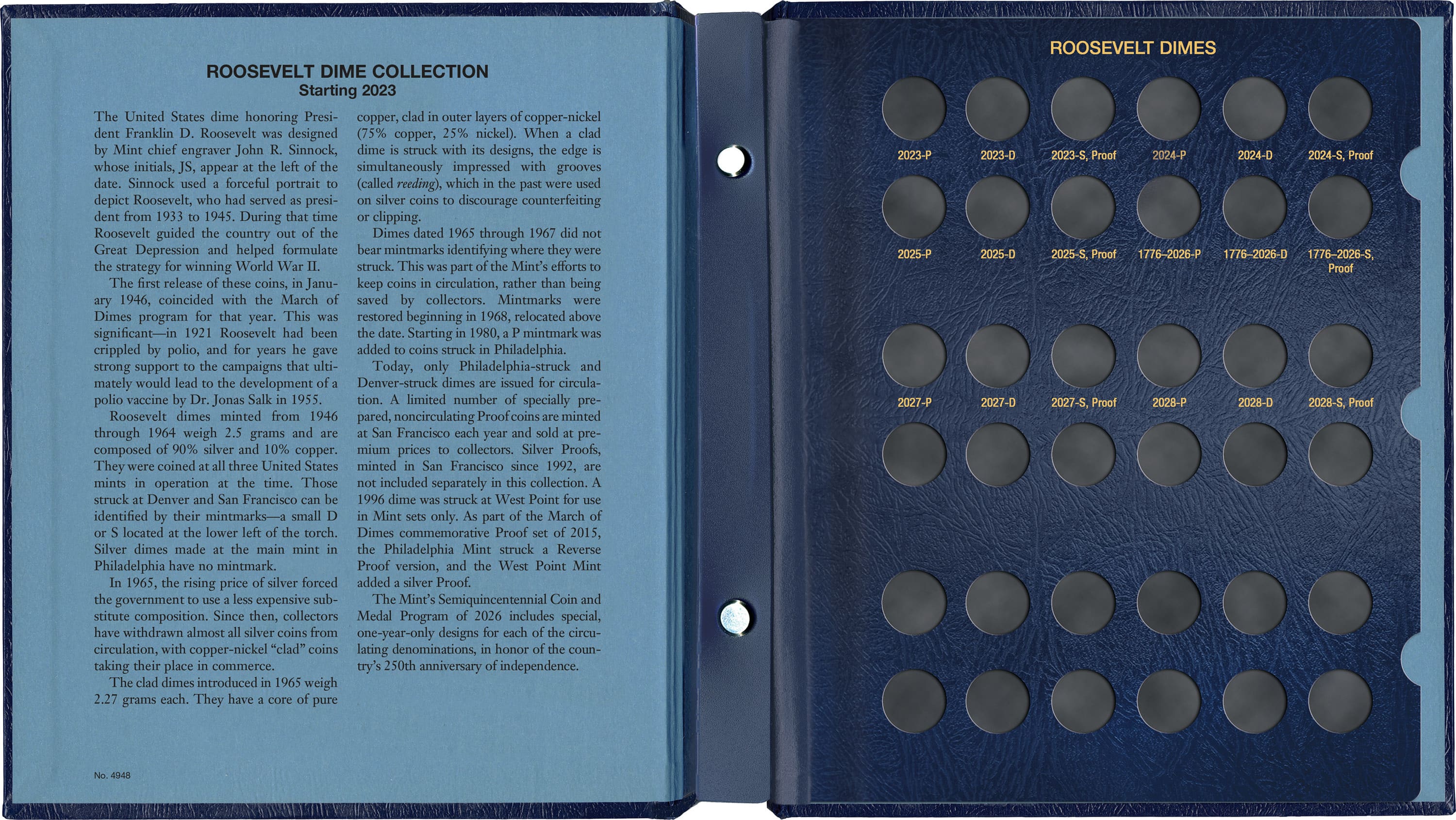 Whitman Classic® Coin Album – Roosevelt Dimes Volume #2: Starting 2023 (P, D, & S Mints)
