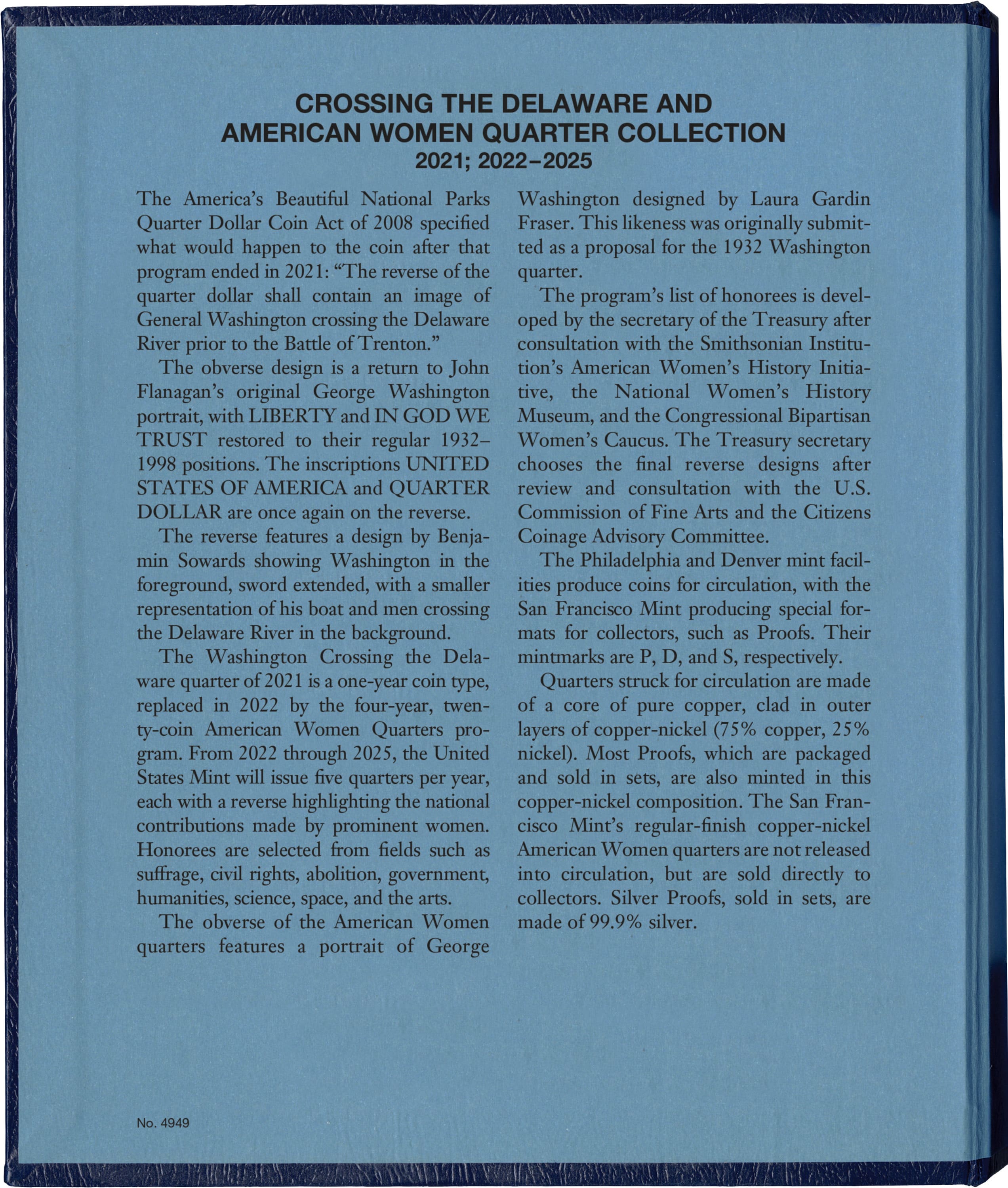 Whitman® Classic Coin Album – Crossing the Delaware & American Women Quarters: 2021-2025 (P & D Mints)