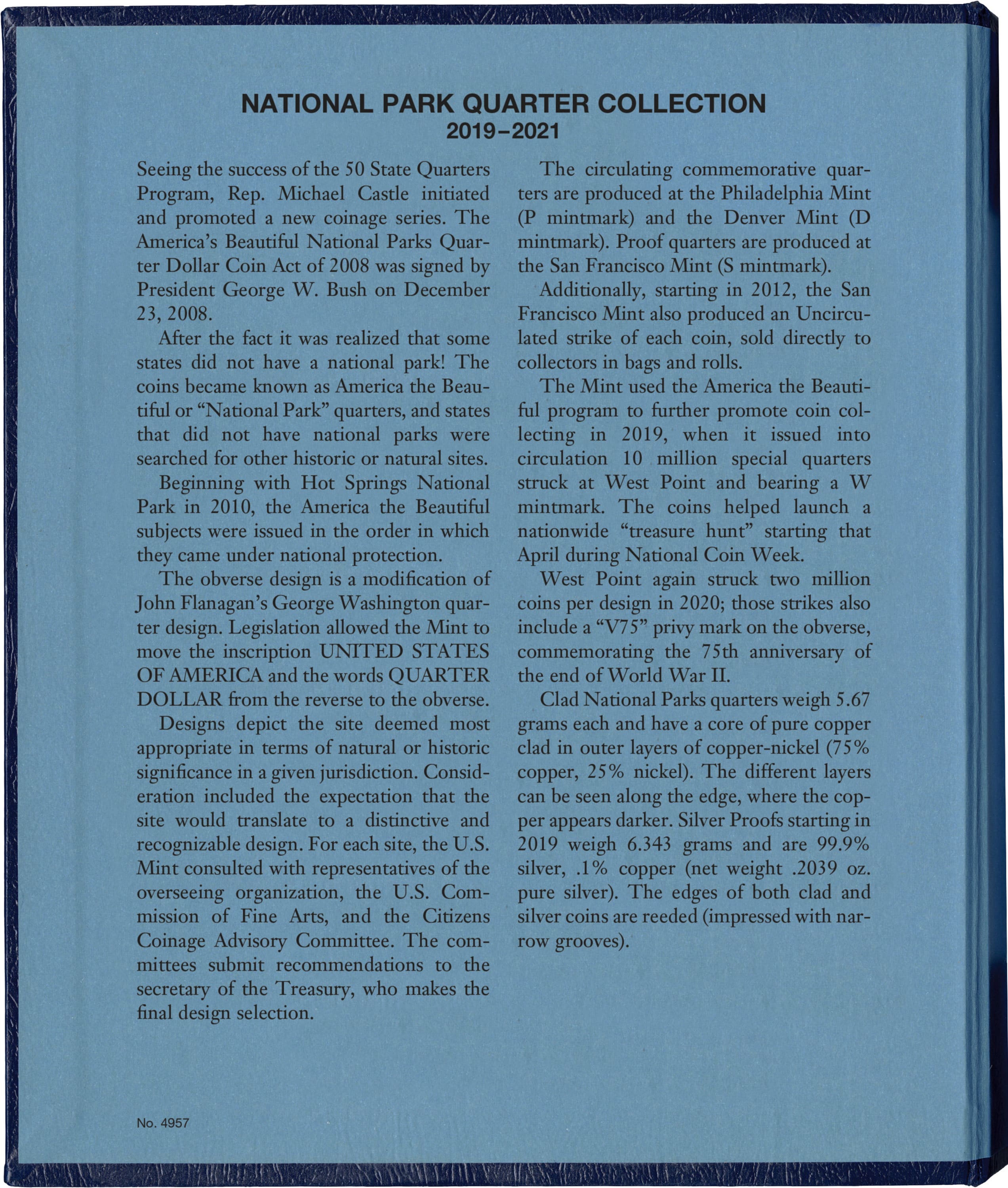 Whitman Classic® Coin Album – National Park Quarters: 2019-2021 (P, D, & W Mints)