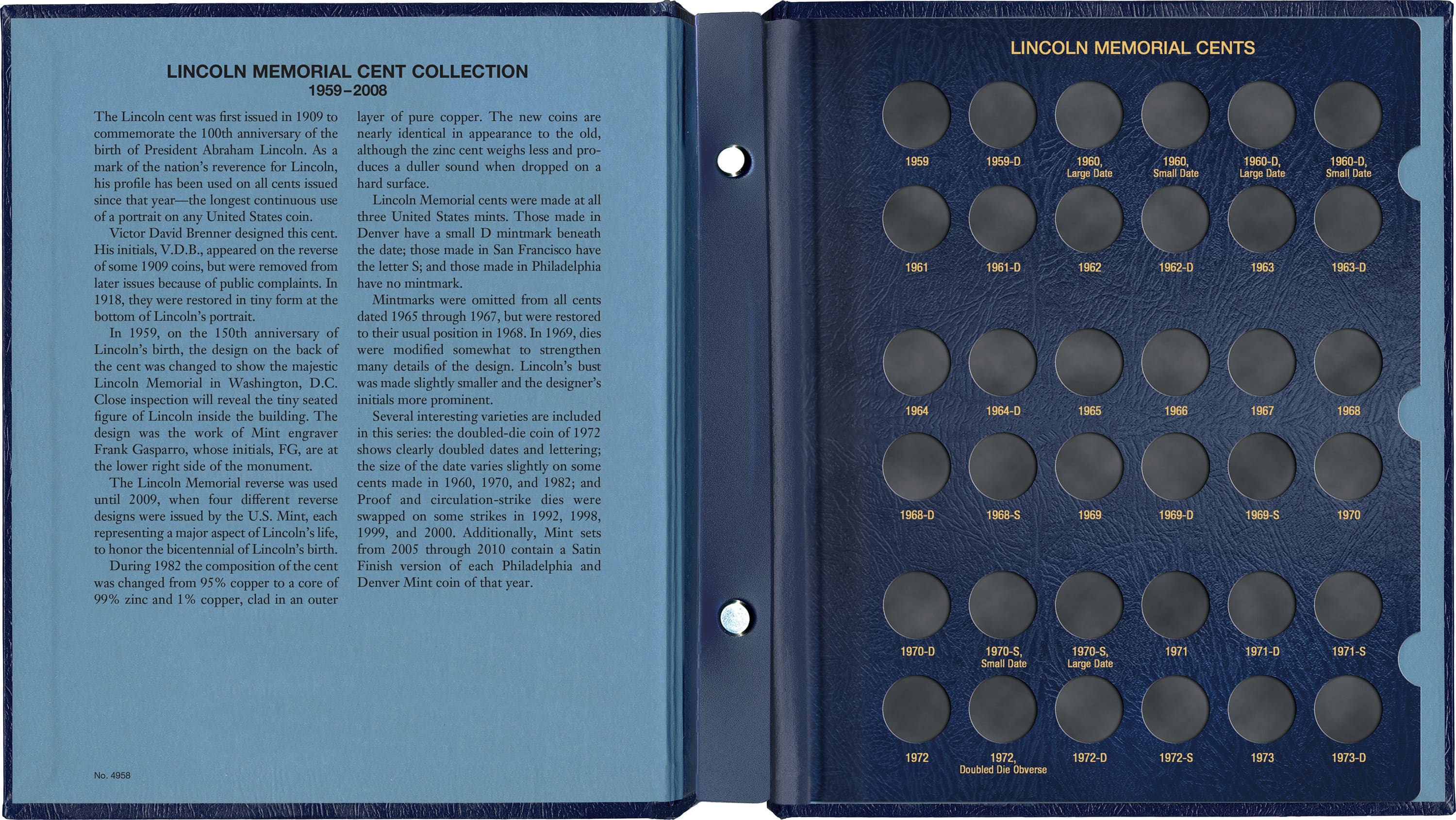 Whitman Classic® Coin Album – Lincoln Memorial Cents: 1959-2008 (P, D & S Mints)