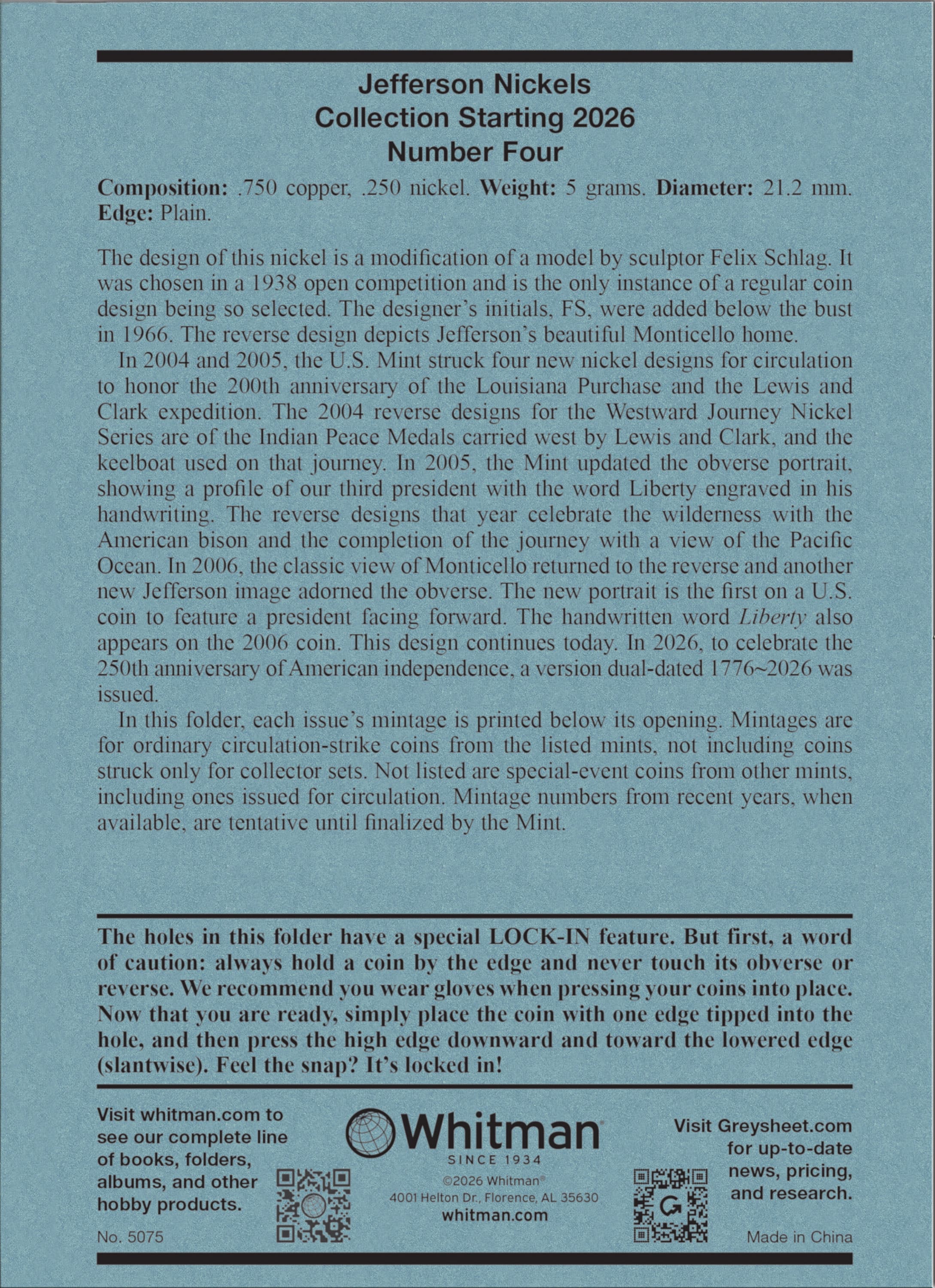 Official Whitman® Coin Folder – Jefferson Nickels Collection #4: Starting 2026
