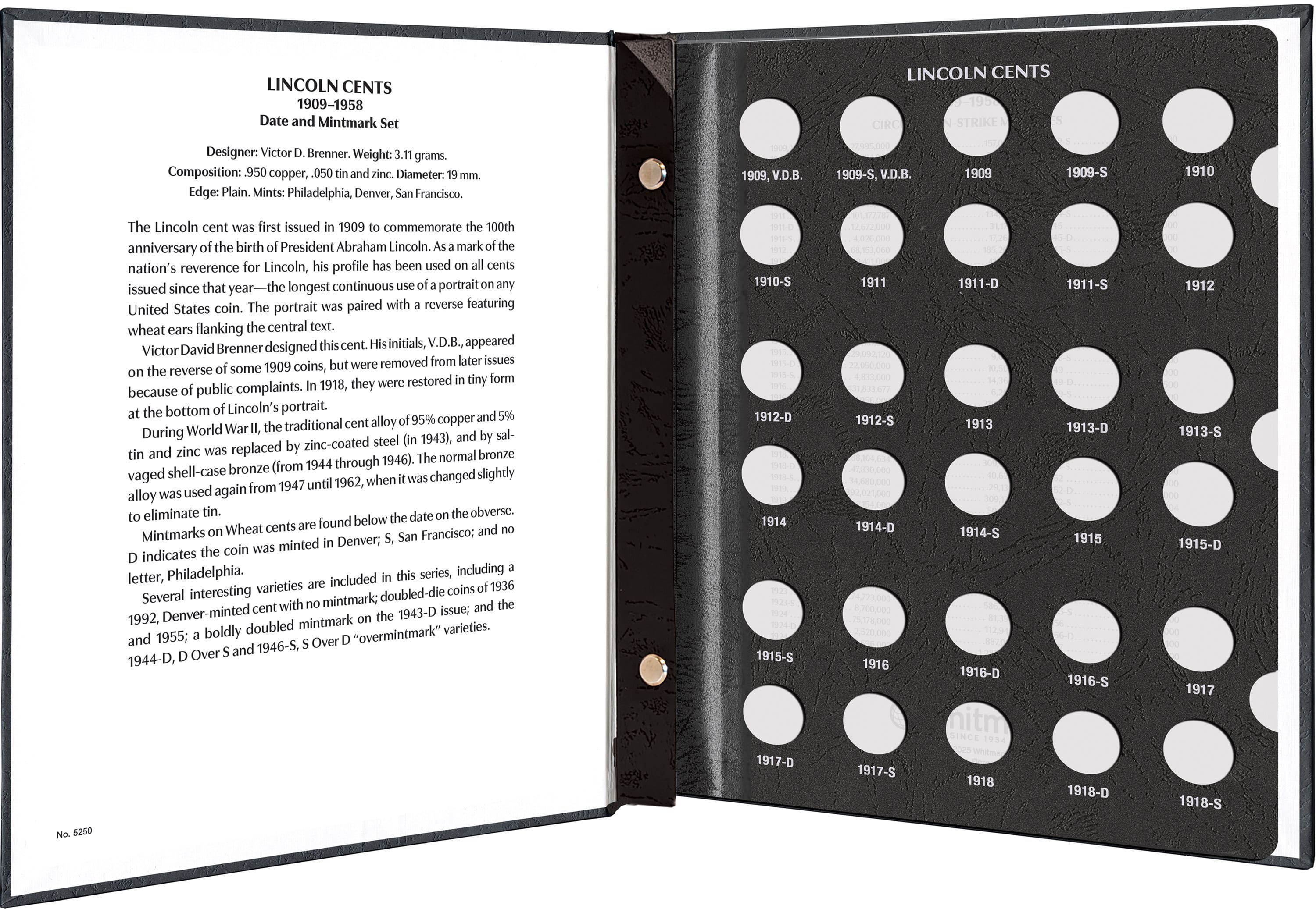 Whitman Prestige Coin Album – Lincoln Cents: 1909-1958 Date & Mintmark Set