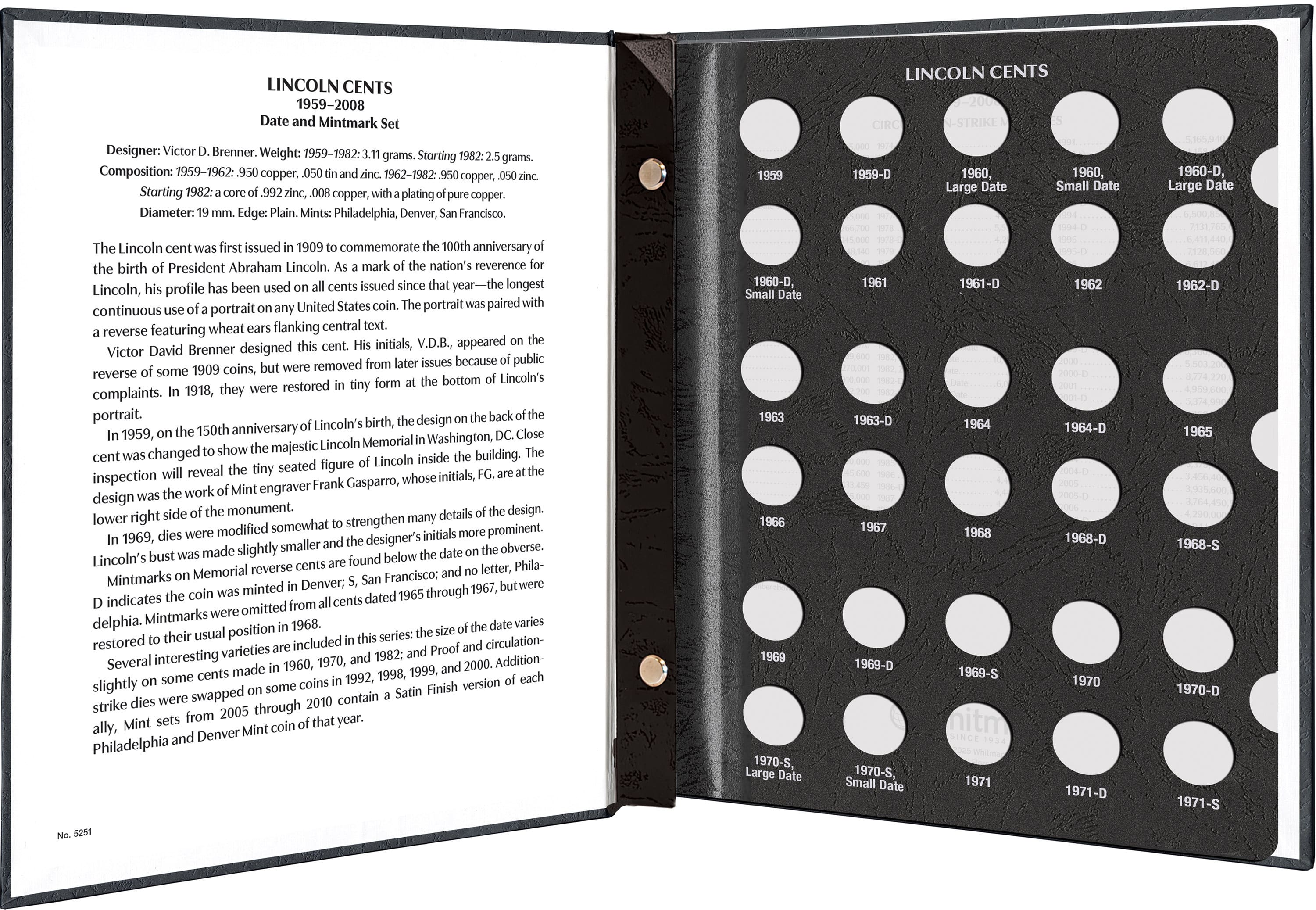 Whitman Prestige™ Coin Album – Lincoln Cents: 1959-2008 Date & Mintmark Set
