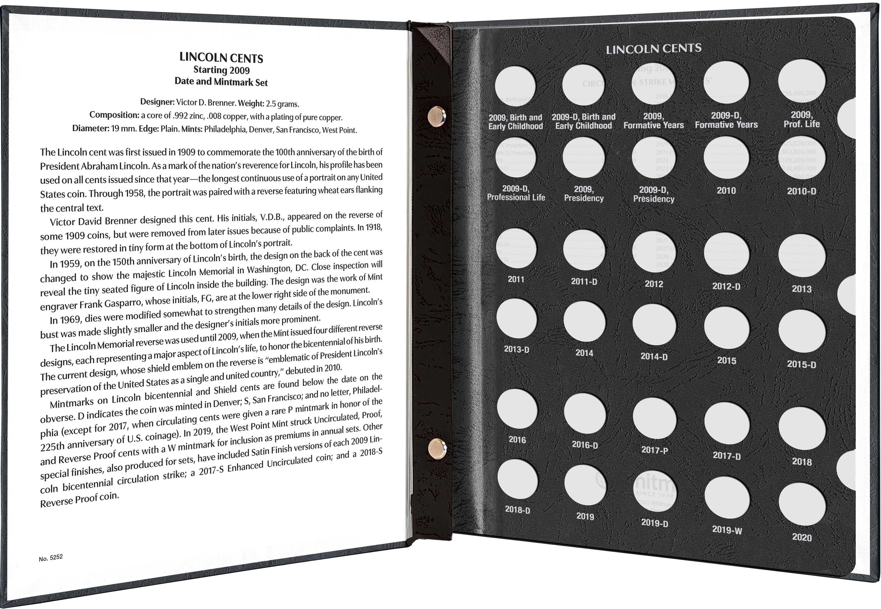 Whitman Prestige Coin Album – Lincoln Cents: Starting 2009 Date & Mintmark Set