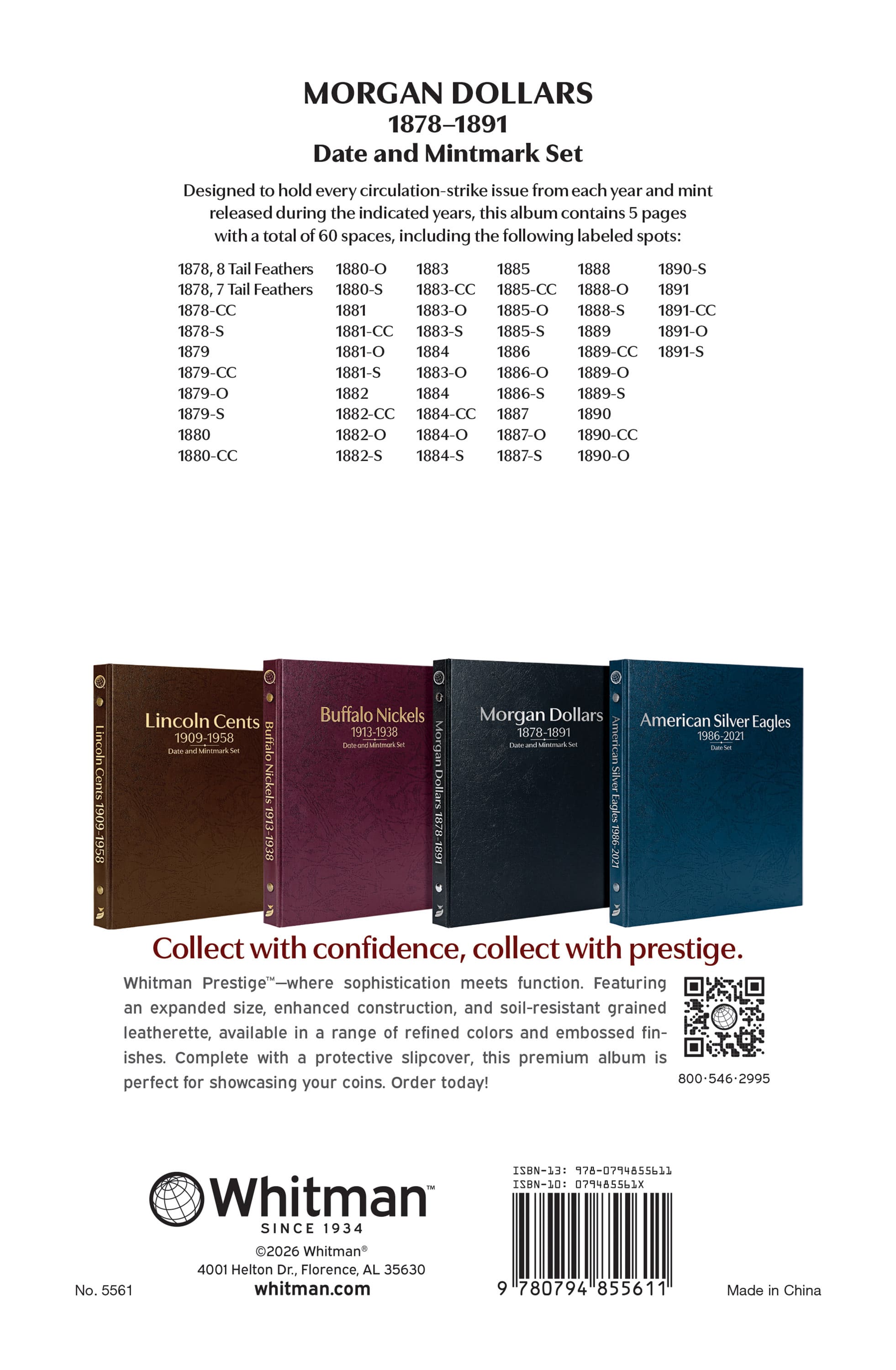 Whitman Prestige Coin Album – Morgan Dollars: 1878-1891 Date & Mintmark Set