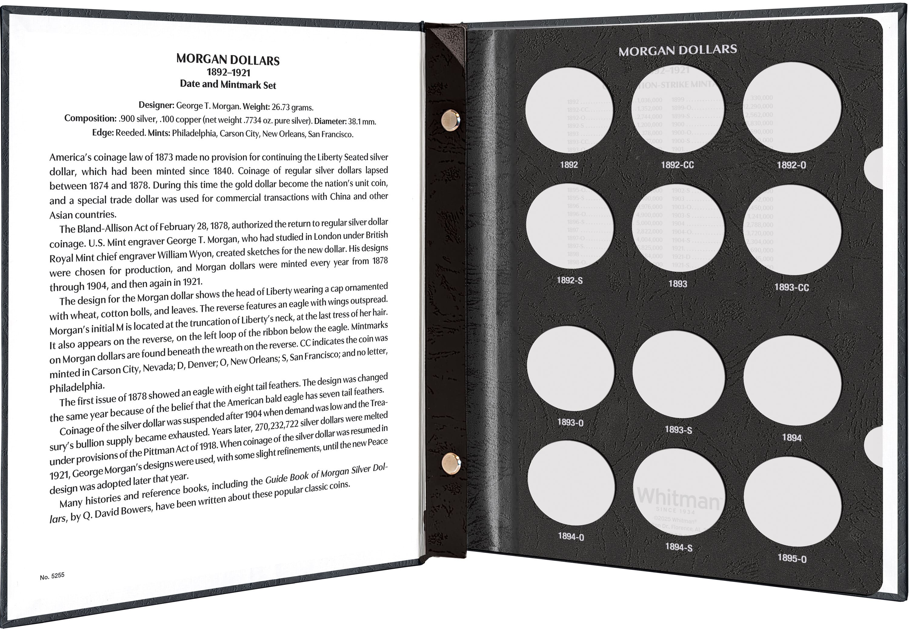 Whitman Prestige Coin Album – Morgan Dollars: 1892-1921 Date & Mintmark Set