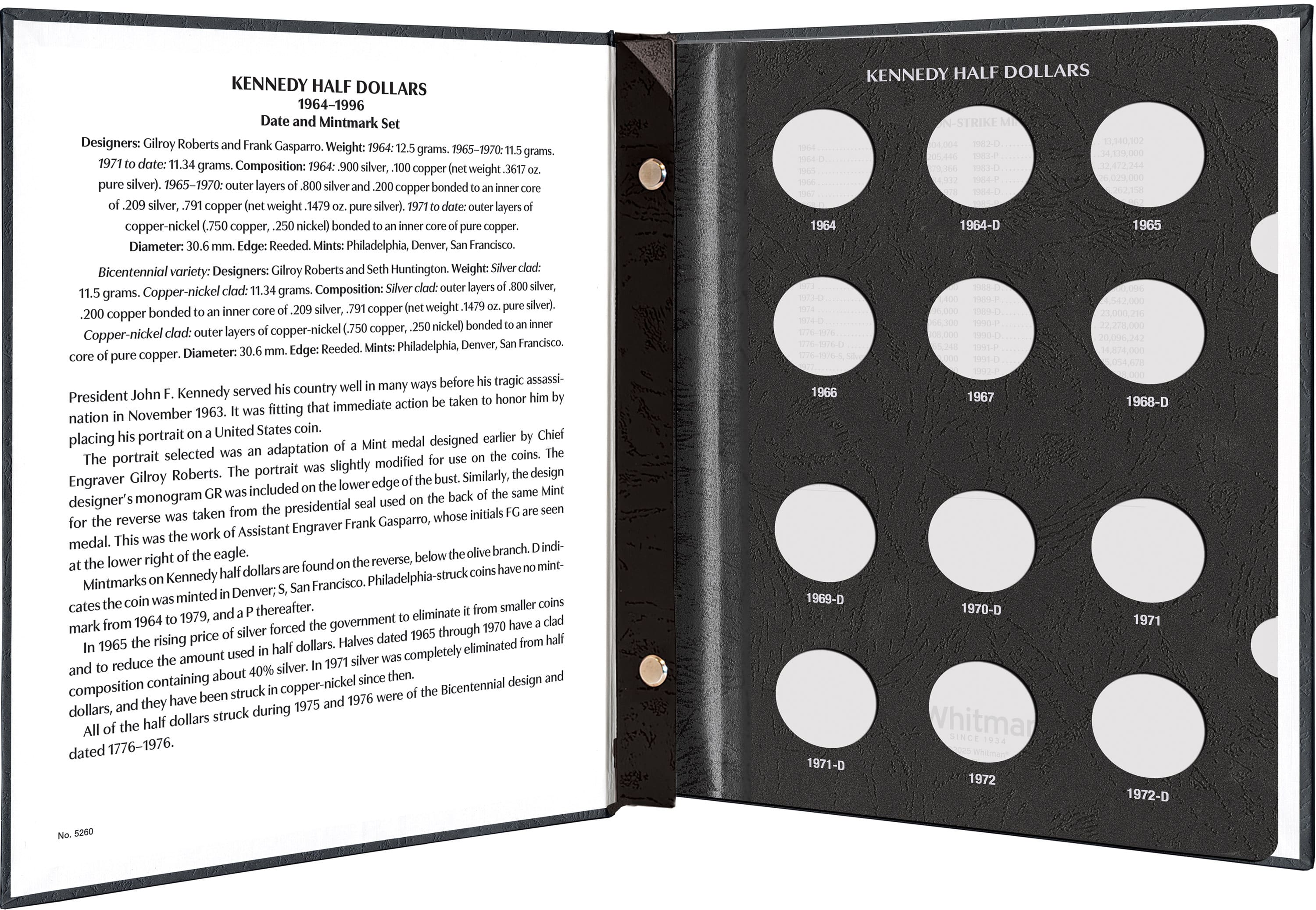 Whitman Prestige Coin Album – Franklin Half Dollars: 1948-1963 Date & Mintmark Set