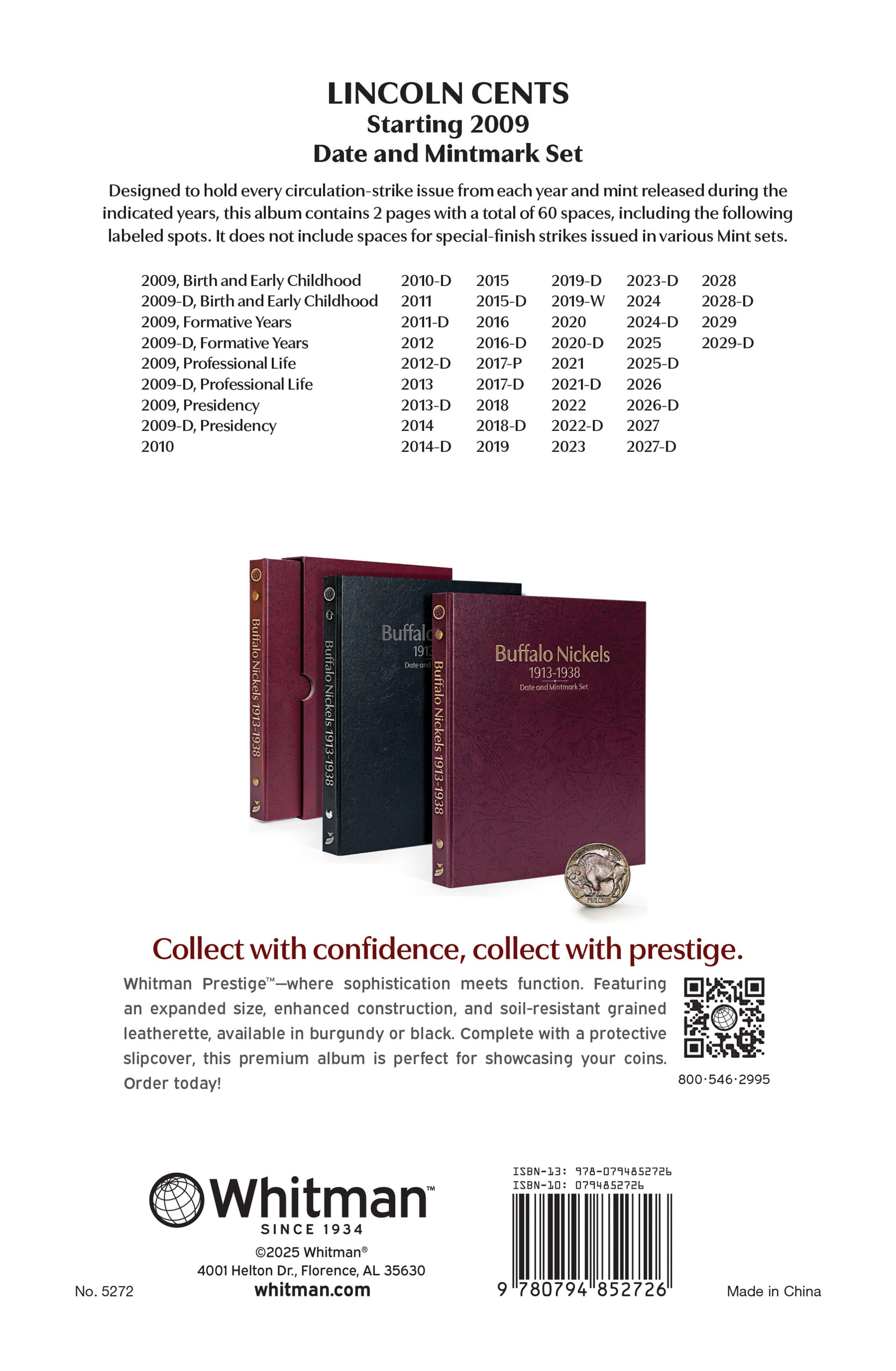 Whitman Prestige Coin Album – Lincoln Cents: Starting 2009 Date & Mintmark Set