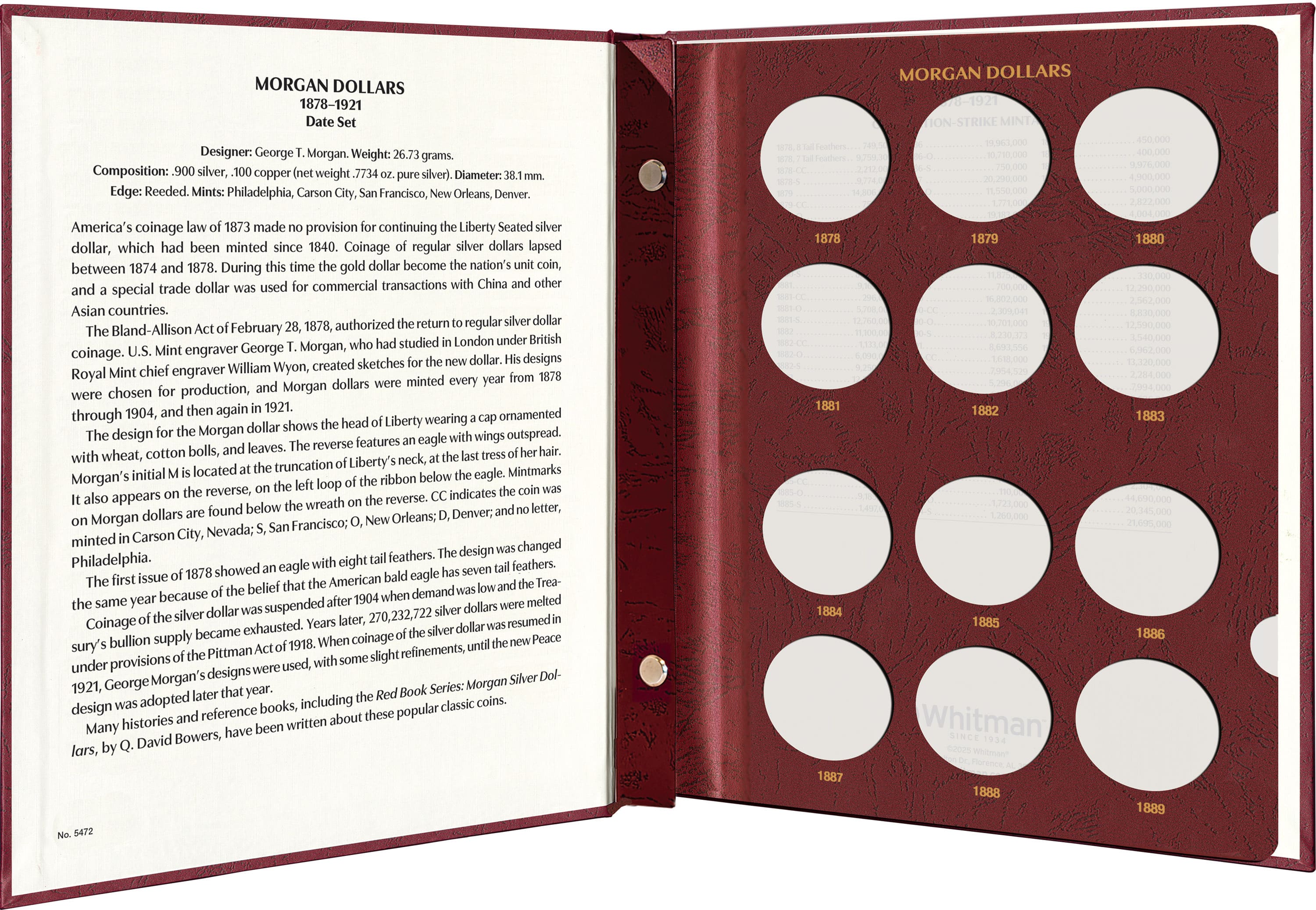 Whitman Prestige Coin Album – Morgan Dollars: 1892-1921 Date & Mintmark Set