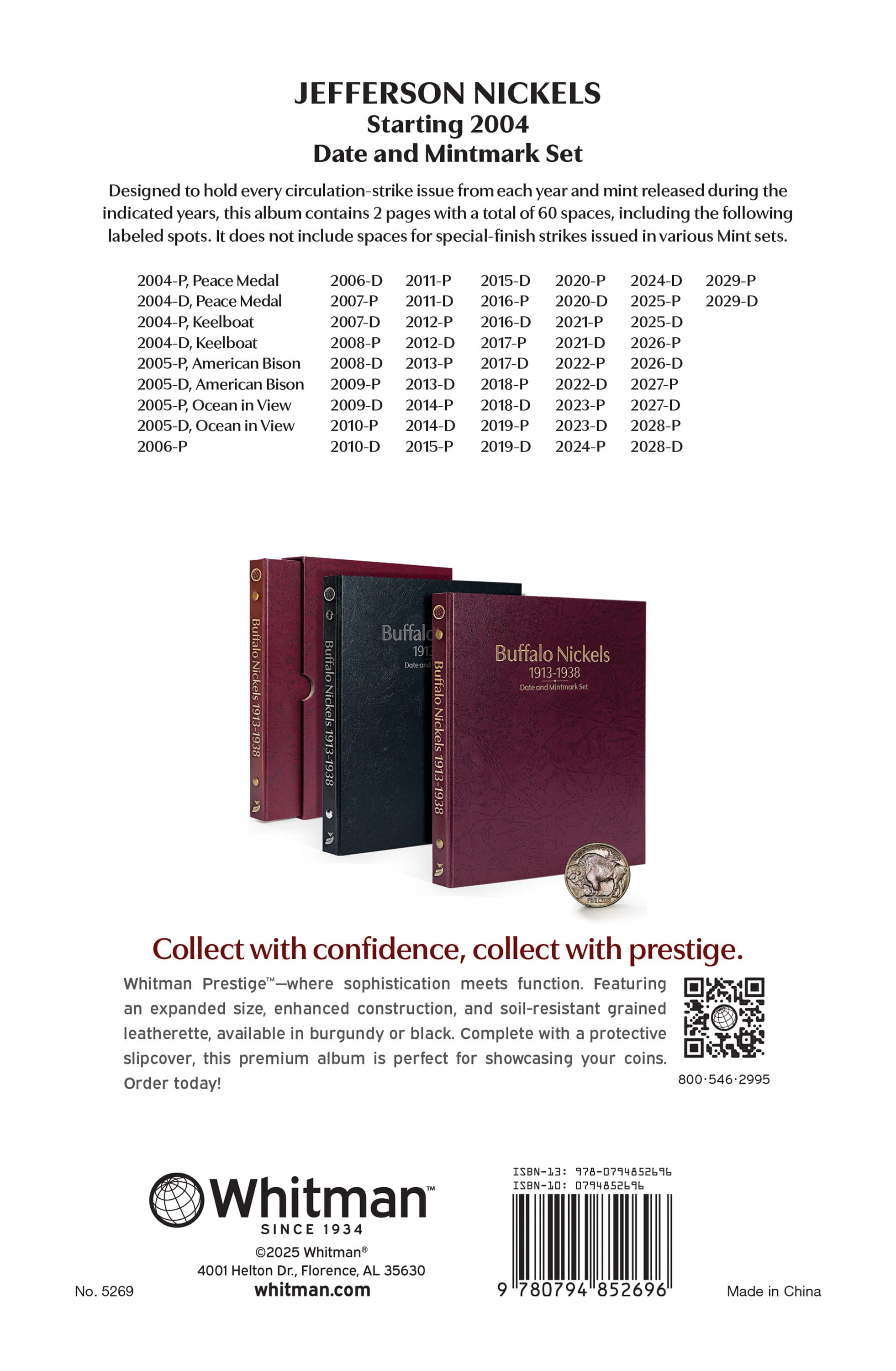 Whitman Prestige Coin Album – Jefferson Nickels: Starting 2004 Date & Mintmark Set
