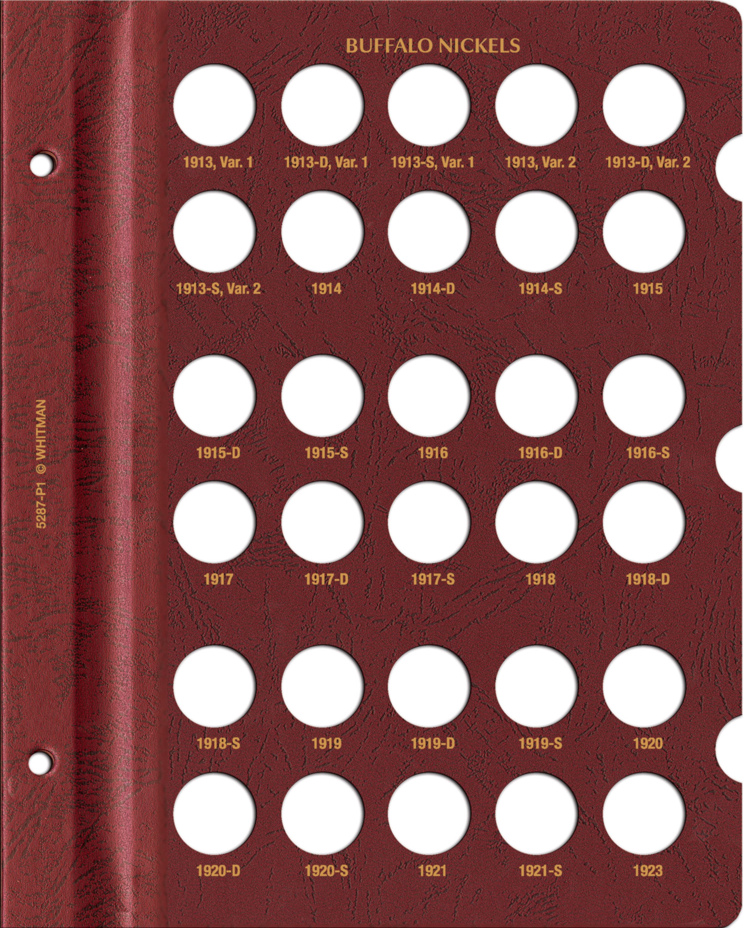 Whitman Prestige Coin Album – Buffalo Nickels: 1913-1938 Date & Mintmark Set