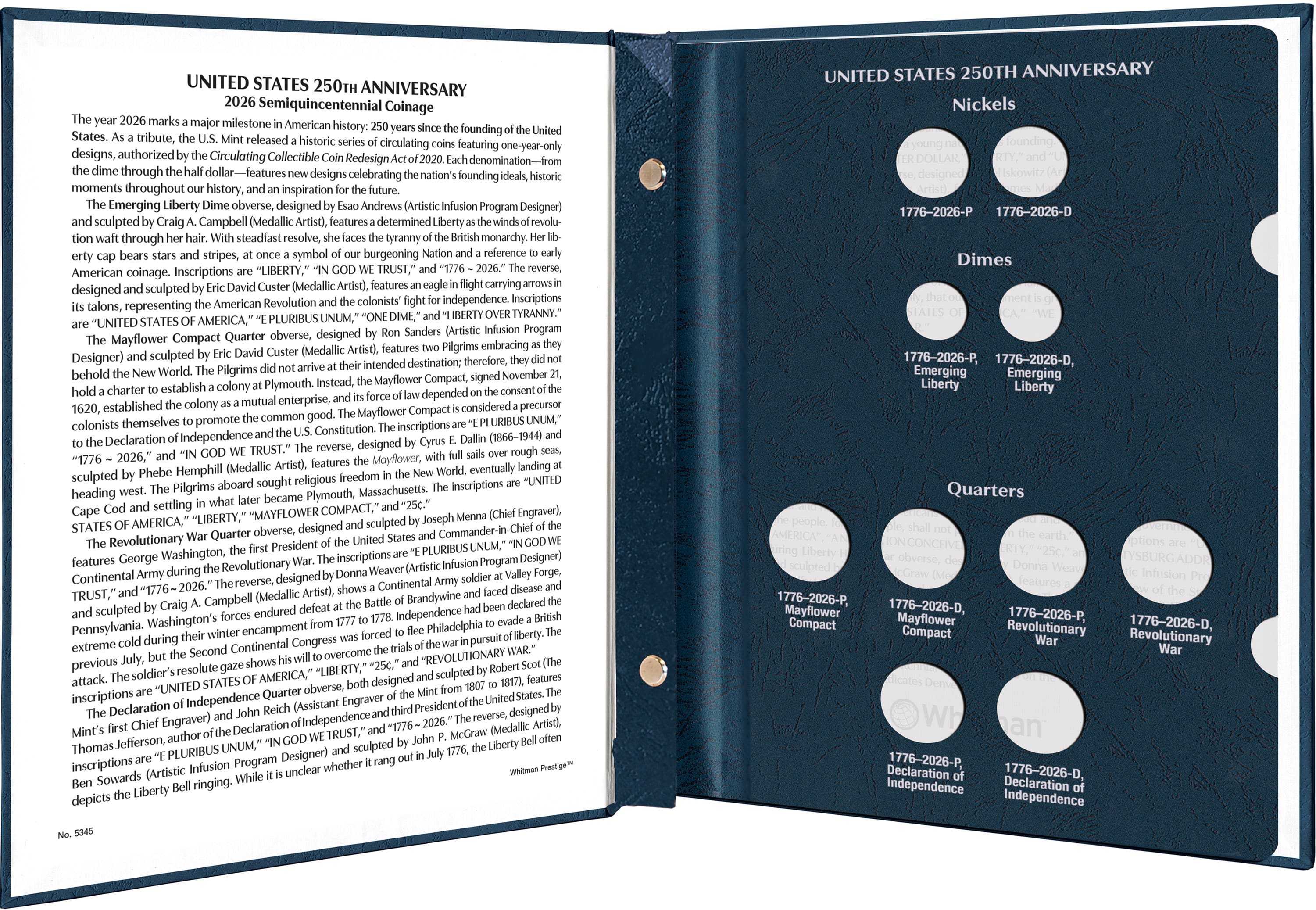 Whitman Prestige™ Coin Album – United States 250th Anniversary Collection: 2026 Date & Mintmark Set