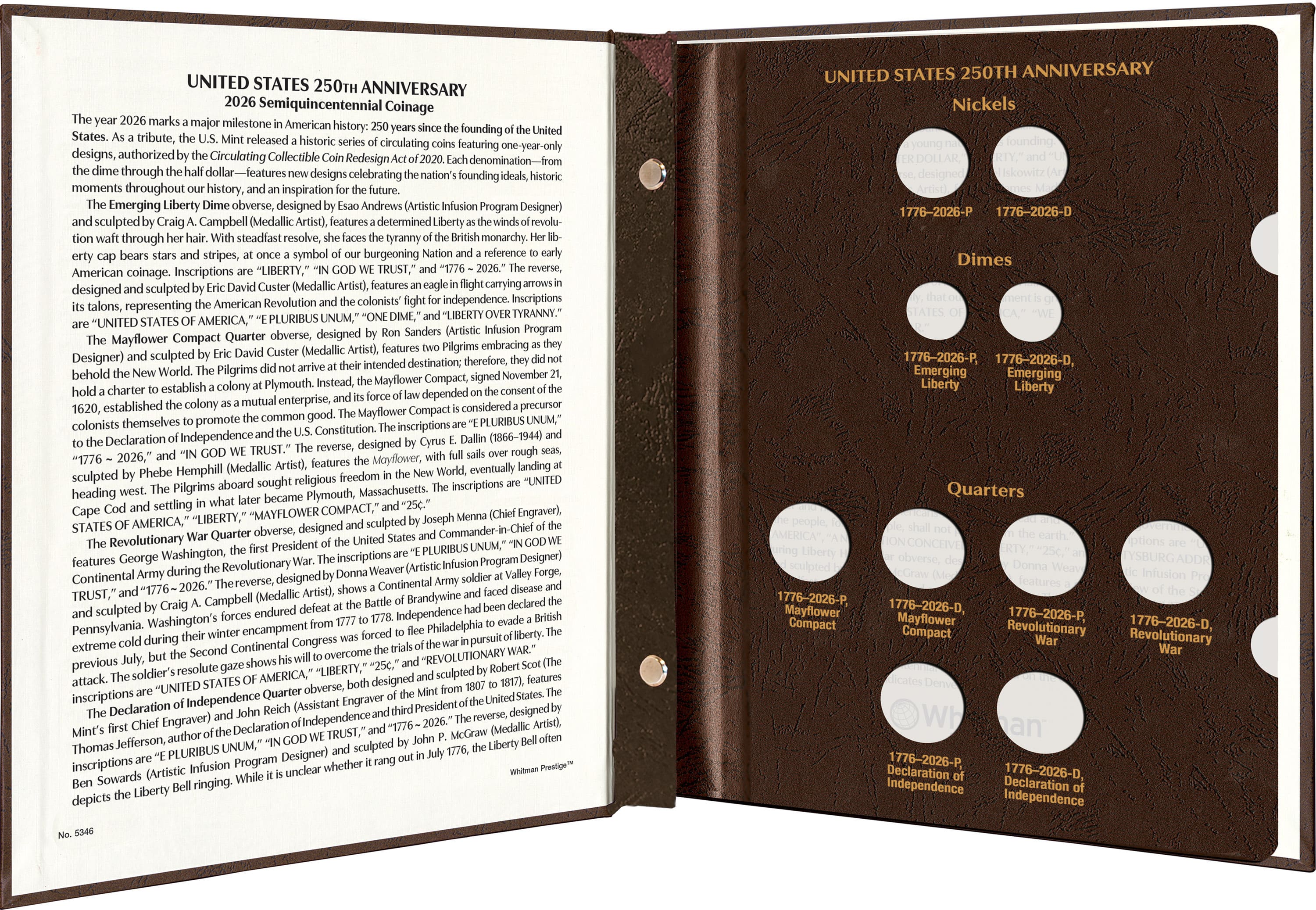 Whitman Prestige™ Coin Album – United States 250th Anniversary Collection: 2026 Date & Mintmark Set