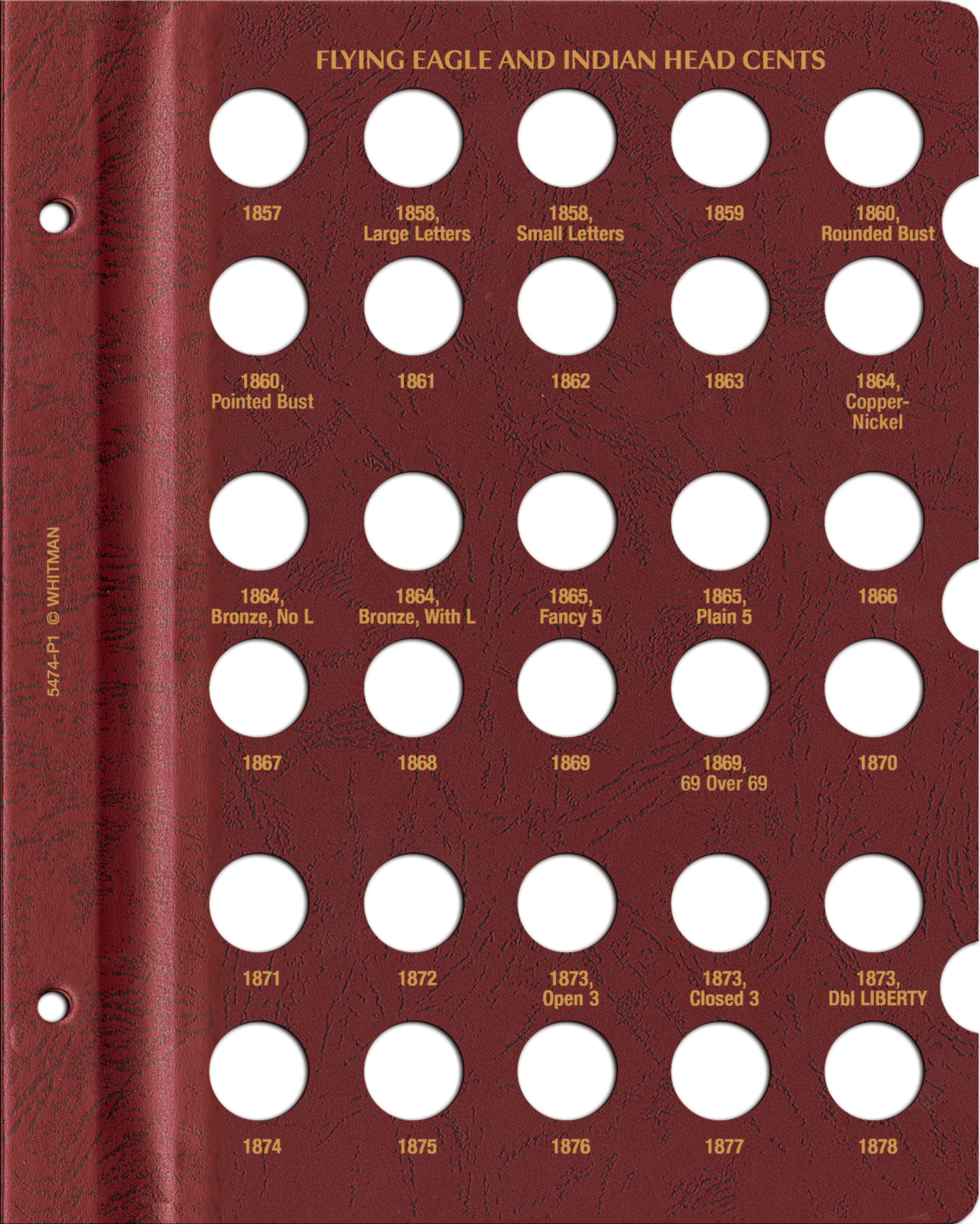 Whitman Prestige™ Coin Album – Flying Eagle & Indian Head Cents 1857-1909 Date and Mintmark Set