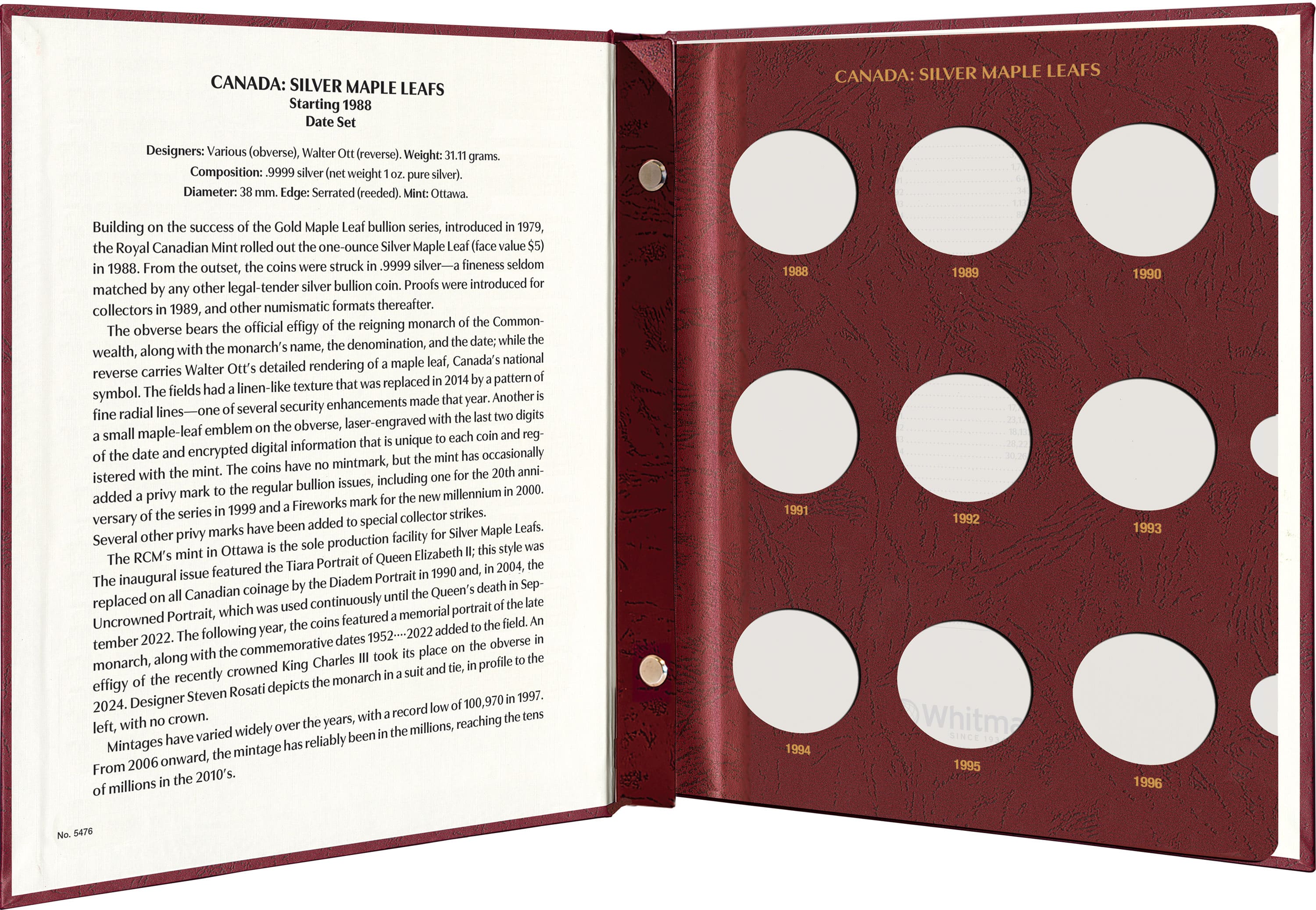 Whitman Prestige™ Coin Album – Canada Silver Maple Leafs: Starting 1988 Date Set