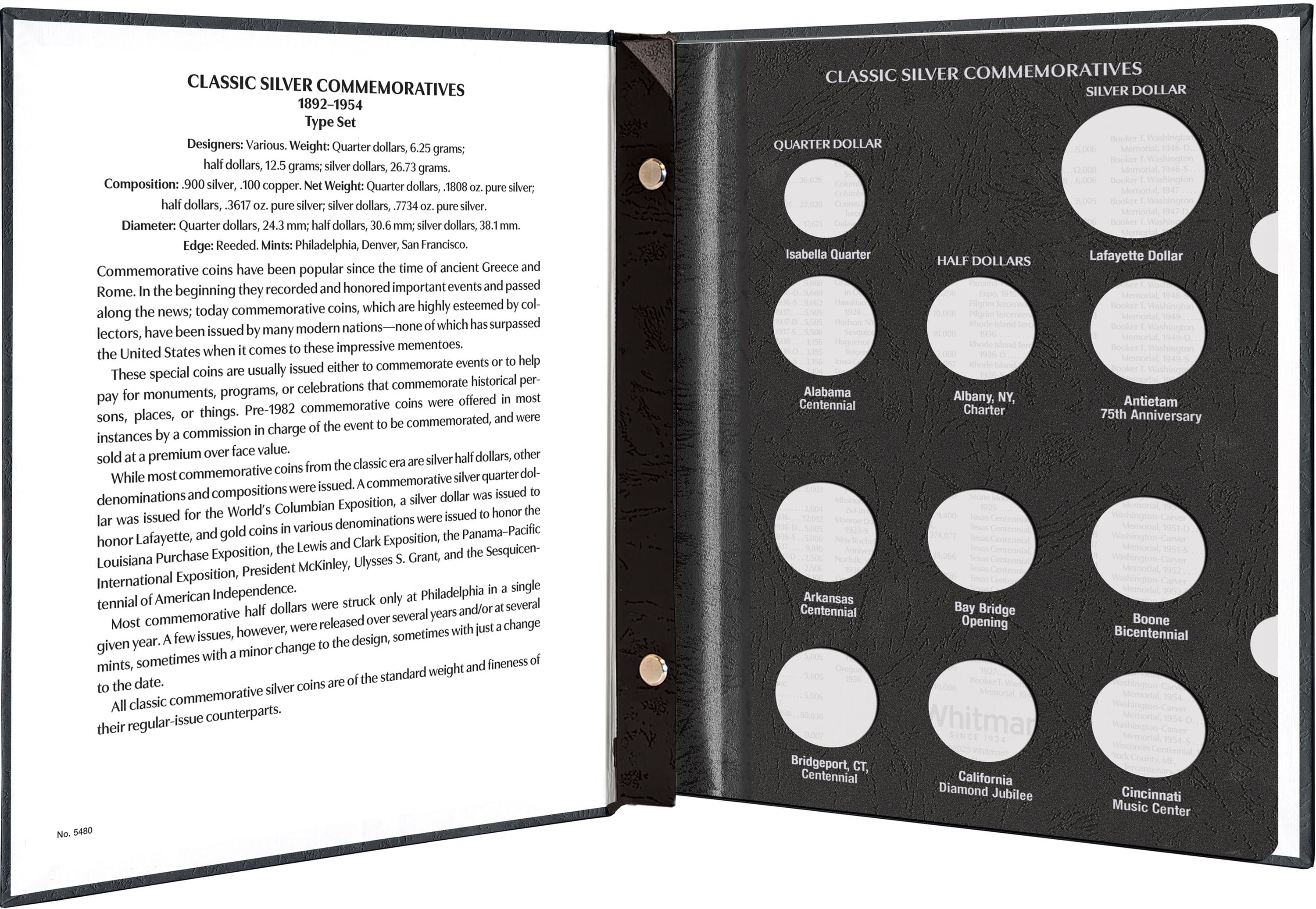 Whitman Prestige™ Coin Album – U.S. Classic Silver Commemoratives 1893-1954 Type Set
