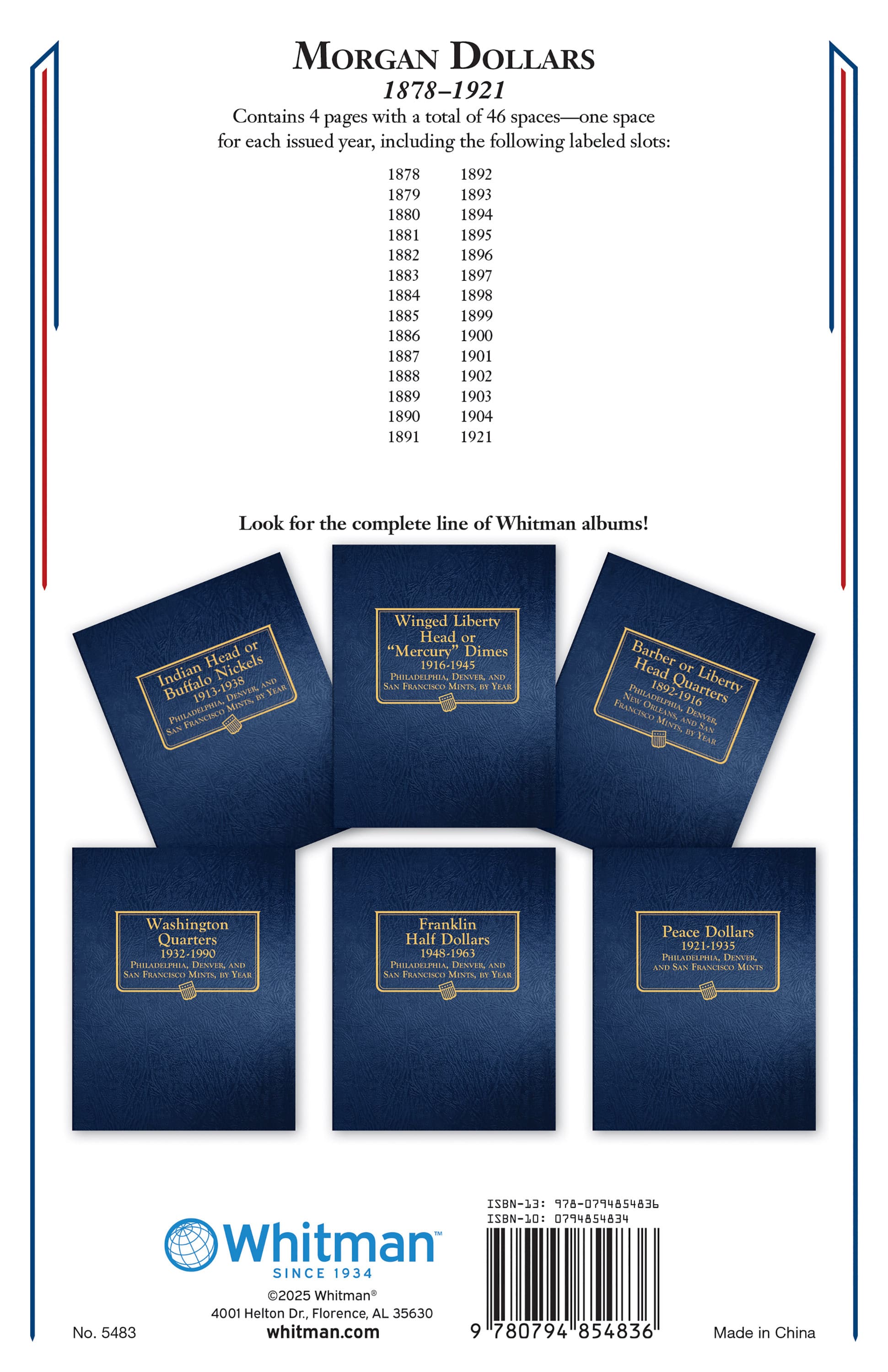 Whitman Classic® Coin Album – Morgan Dollars: 1878-1921 (Single Mint)
