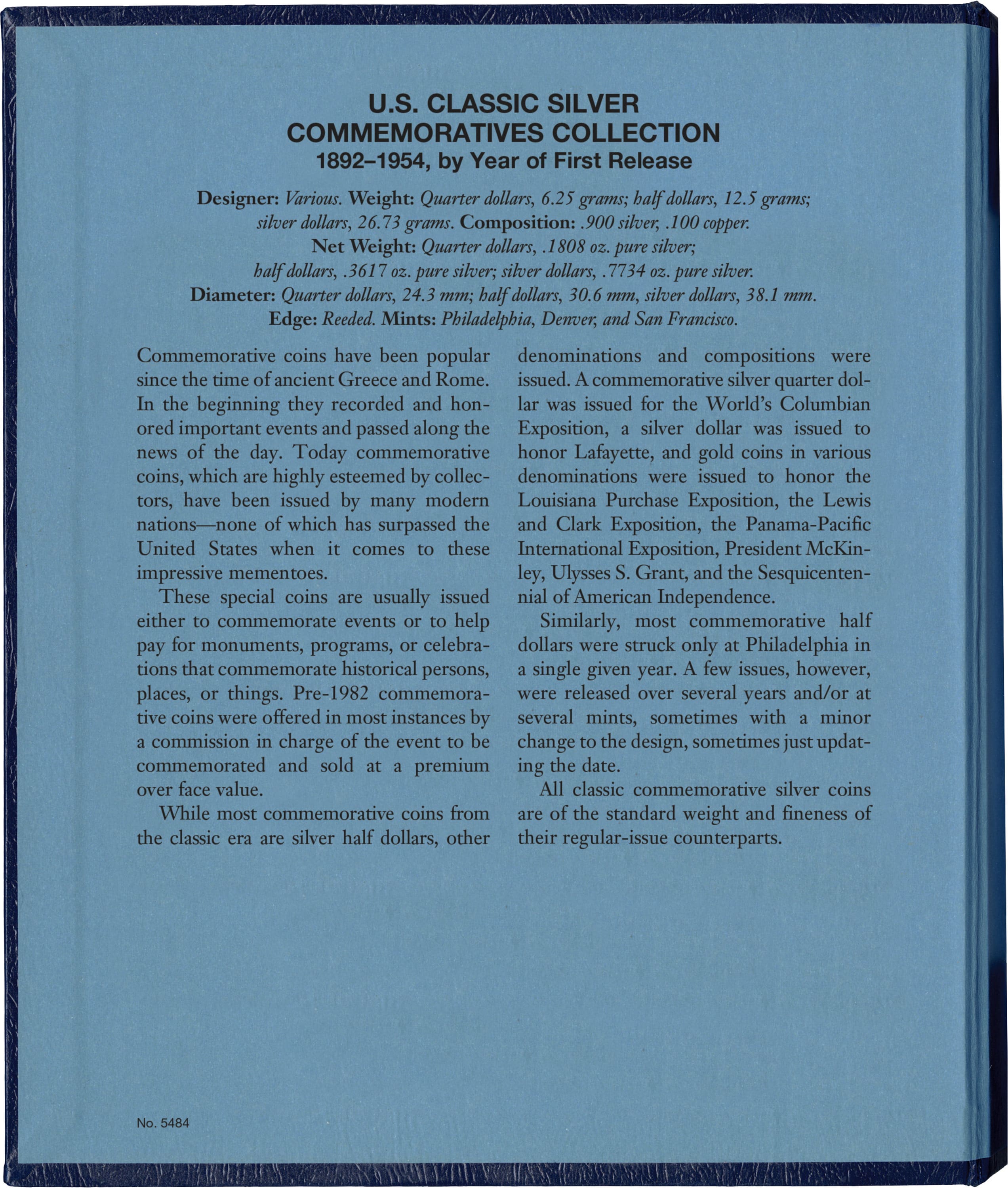 Whitman Classic® Coin Album – U.S. Classic Silver Commemoratives: 1892-1954