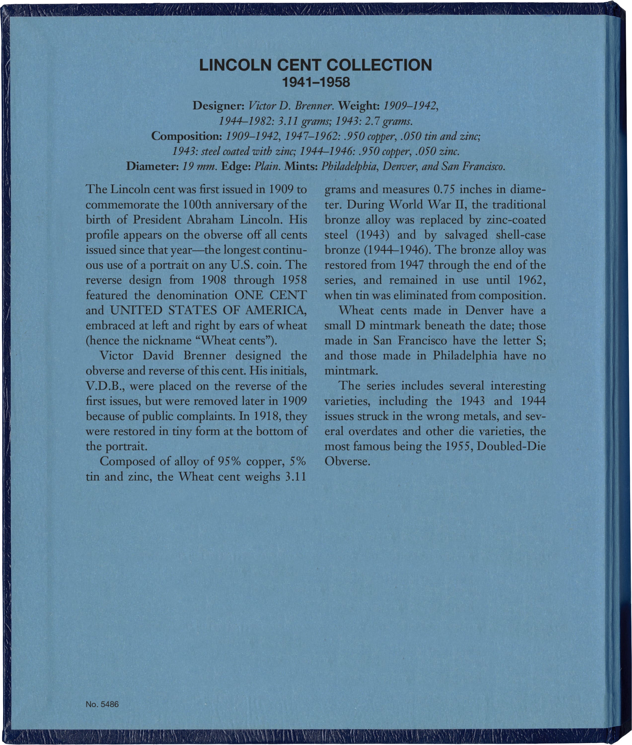 Whitman Classic® Coin Album – Lincoln Cents: 1941-1958 (P, D, & S mints)