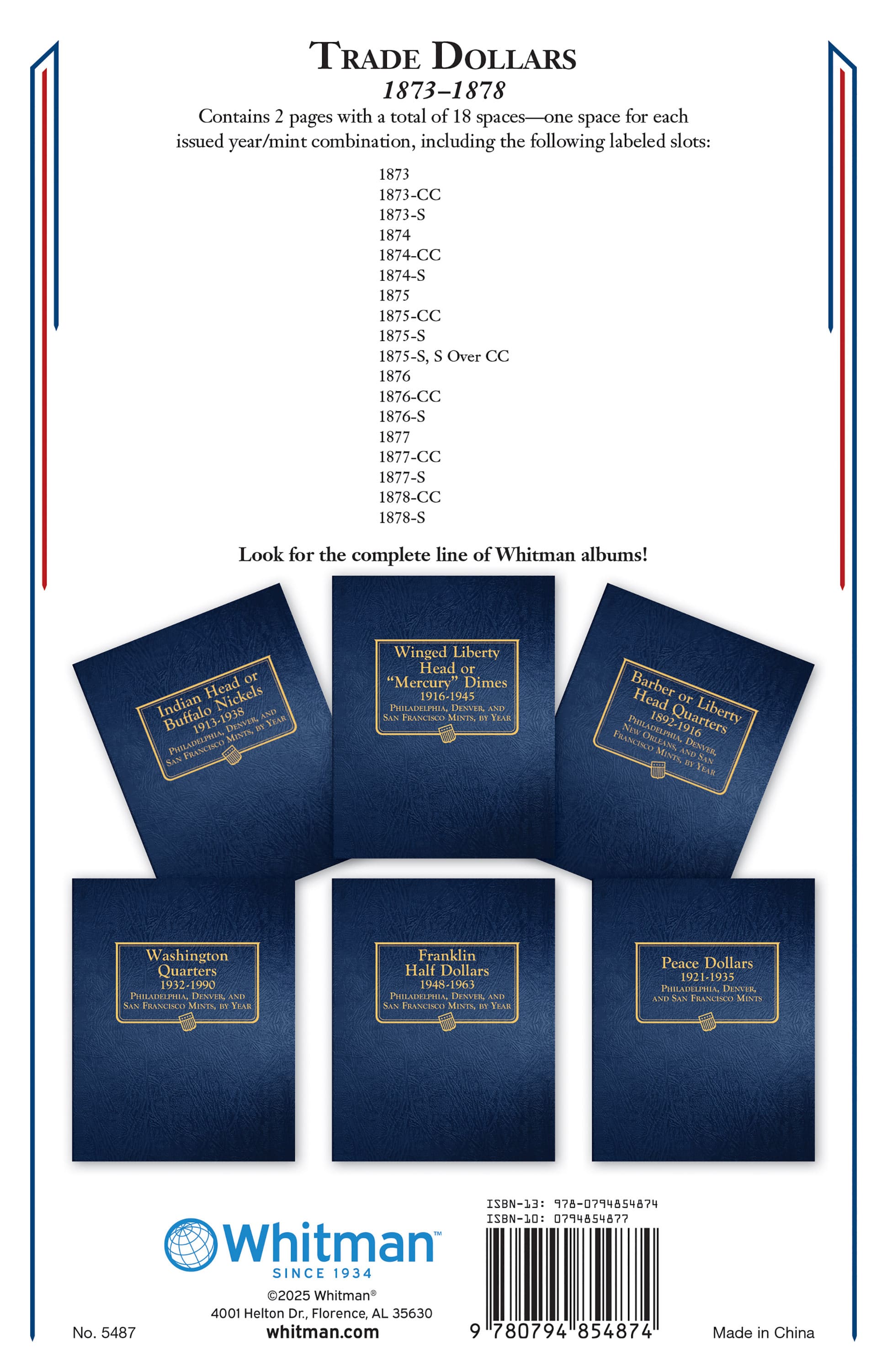 Whitman Classic® Coin Album – Trade Dollars: 1873-1878 (P, CC, & S Mints)