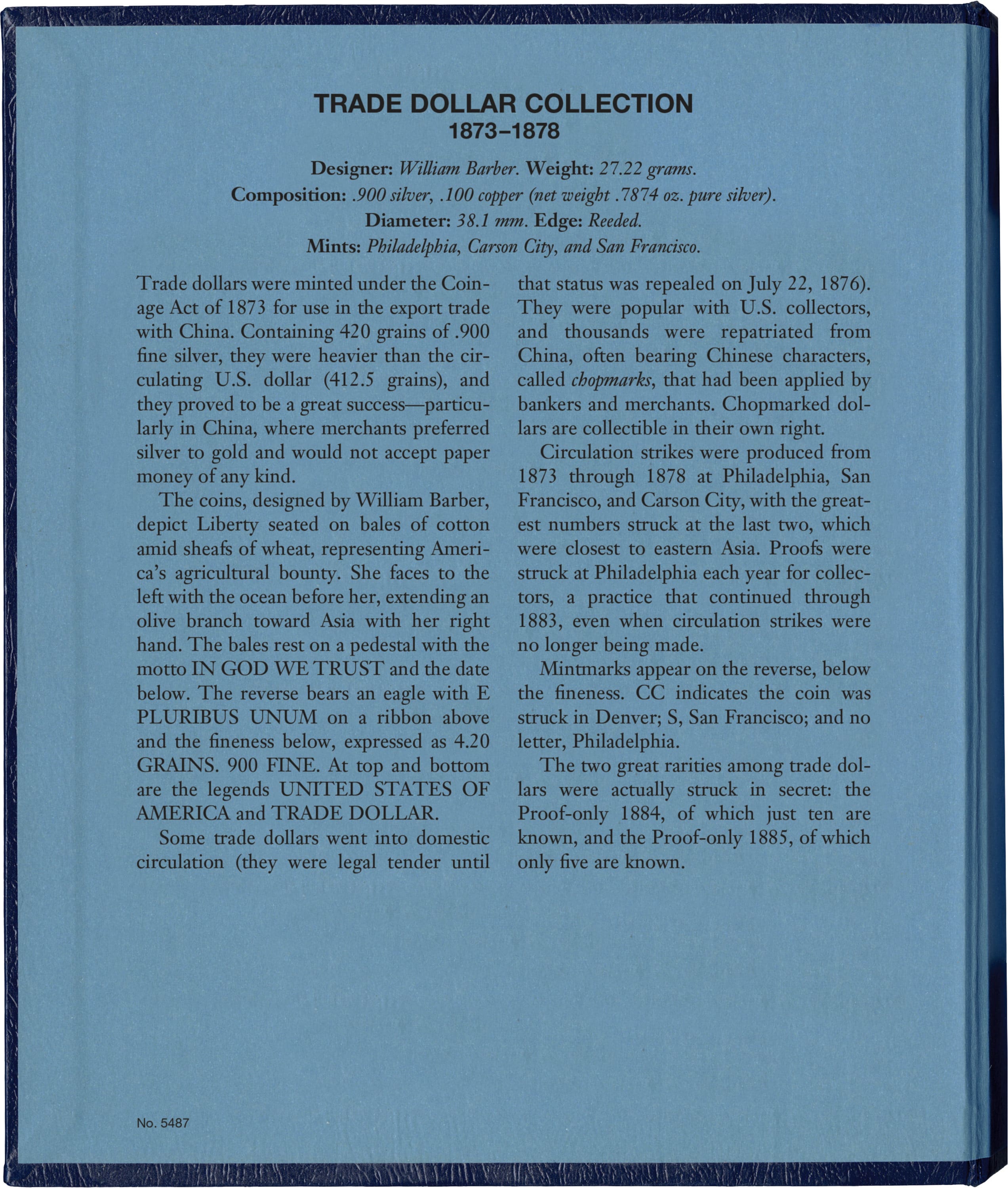Whitman Classic® Coin Album – Trade Dollars: 1873-1878 (P, CC, & S Mints)