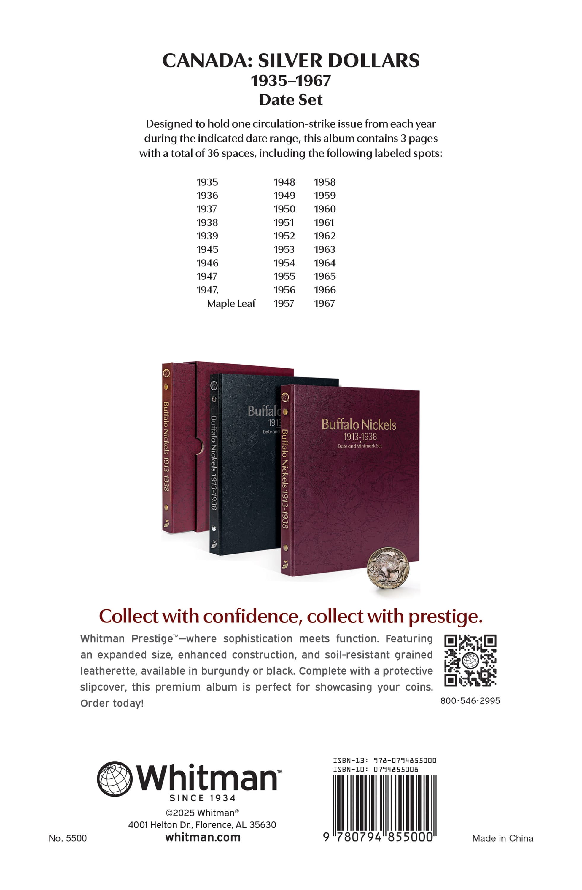 Whitman Prestige™ Coin Album – Canada Silver Dollars: 1935-1967 Date & Mintmark Set