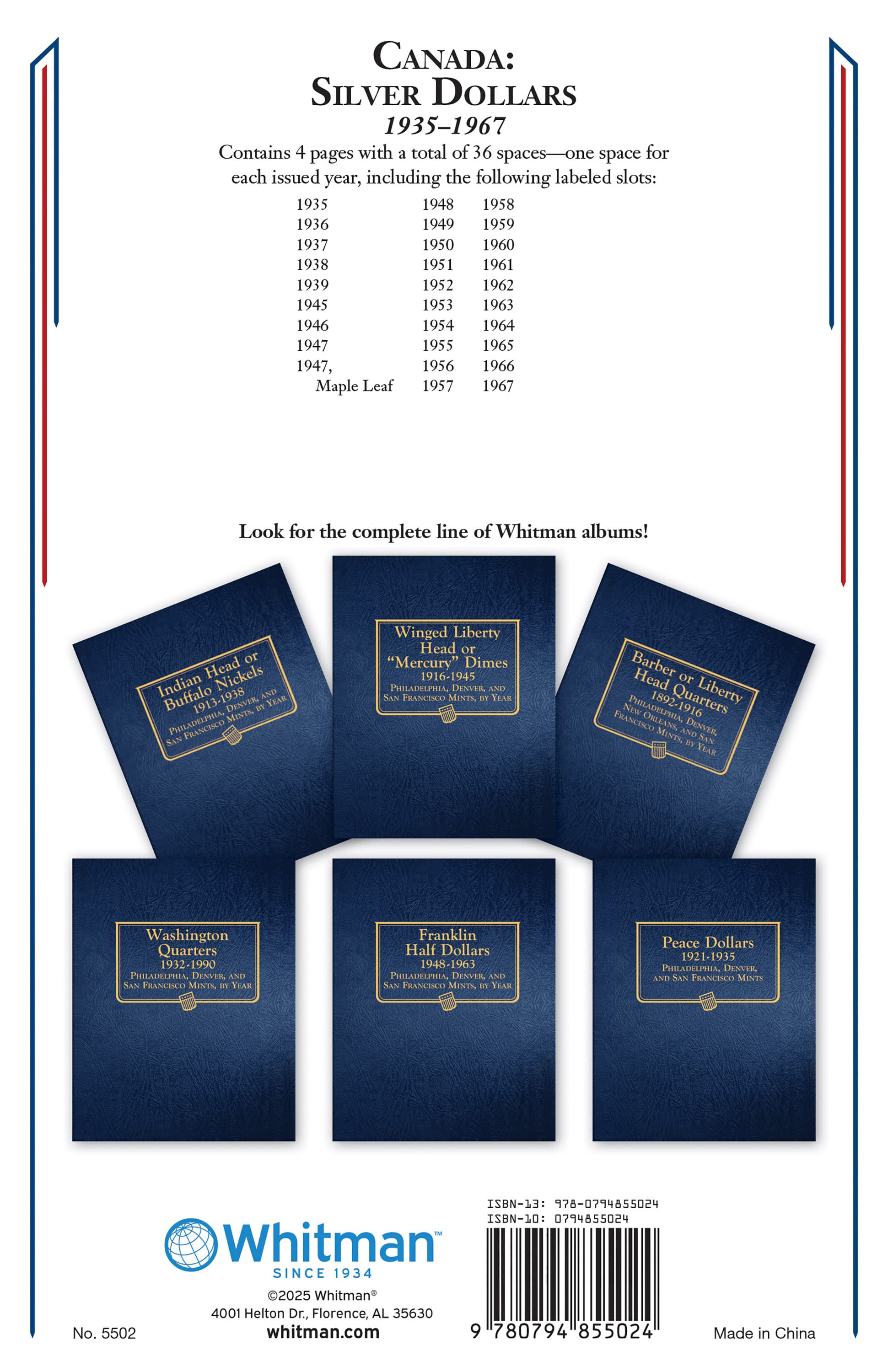 Whitman Classic® Coin Album – Canada Silver Dollars: 1935-1967