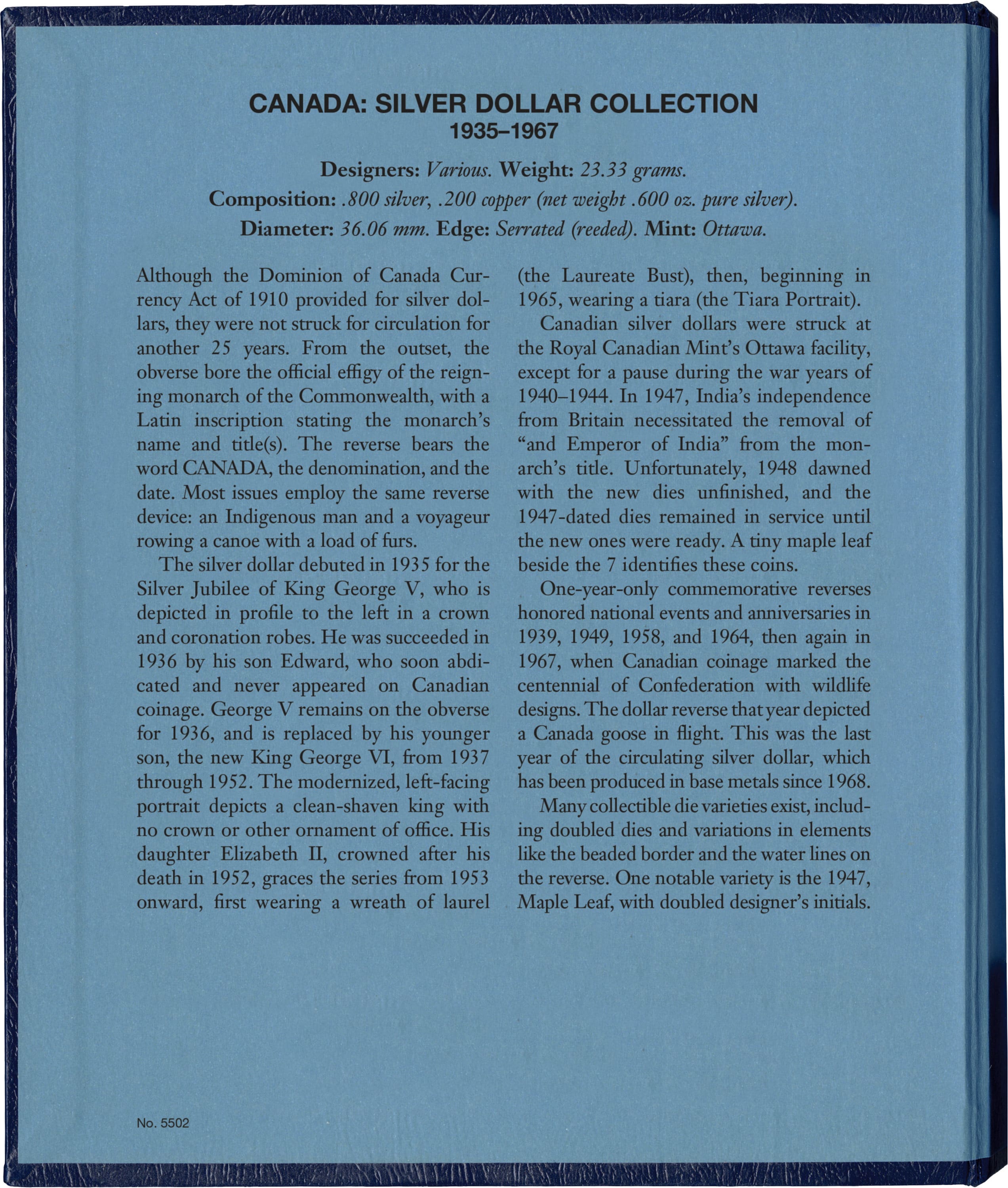 Whitman Classic® Coin Album – Canada Silver Dollars: 1935-1967