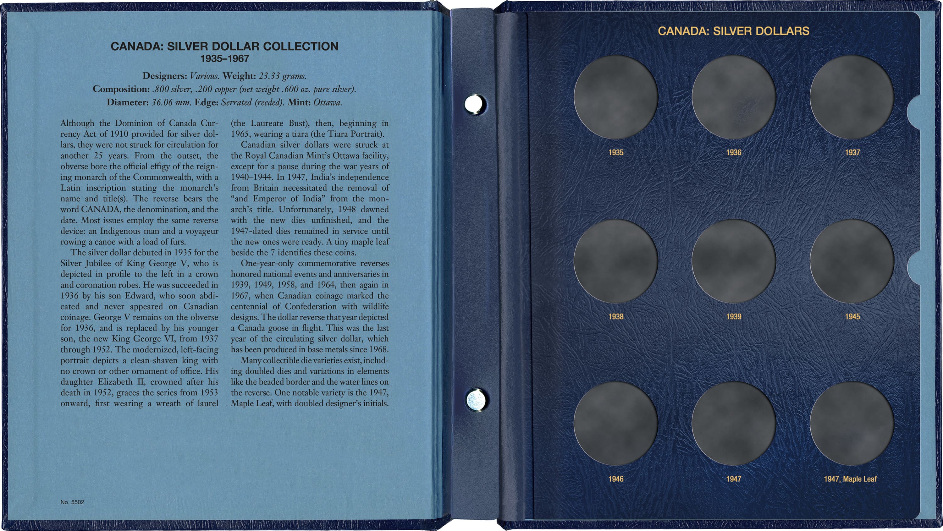 Whitman Classic® Coin Album – Canada Silver Dollars: 1935-1967