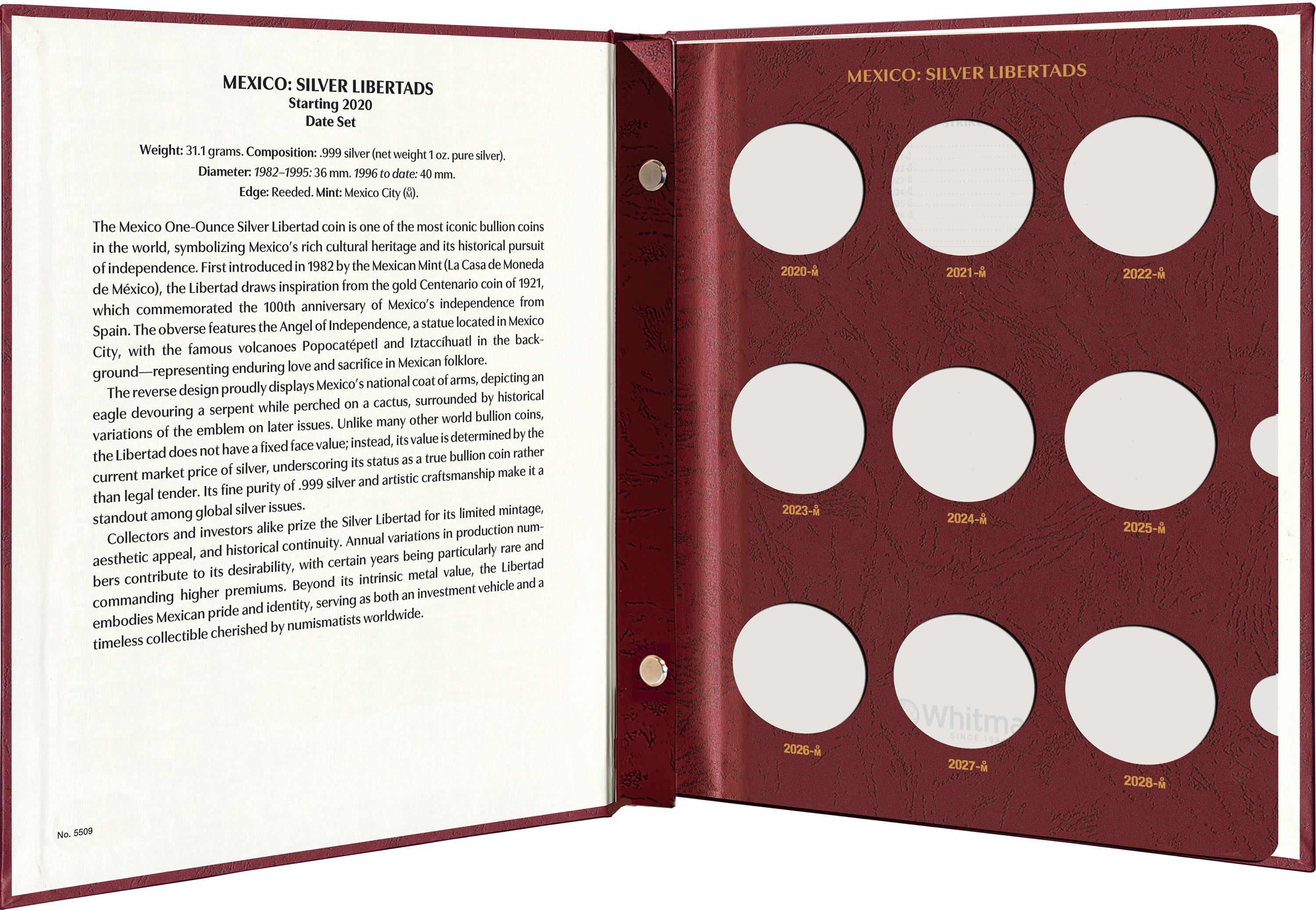 Whitman Prestige™ Coin Album – Mexico Silver Libertads: Starting 2020 Date Set