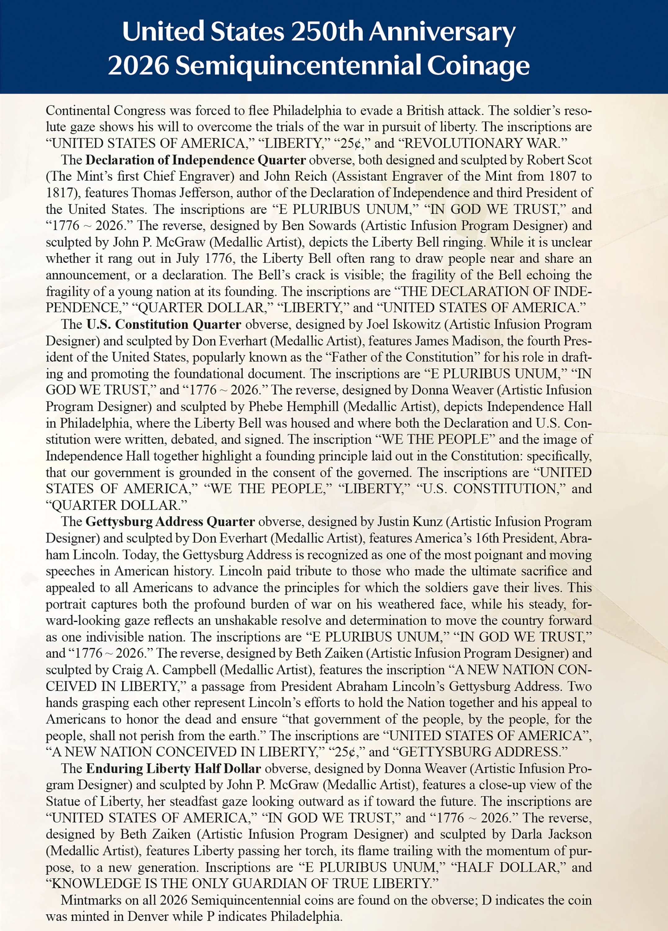 Official Whitman® Coin Folder – United States 250th Anniversary Collection: 2026 (Single Mint)