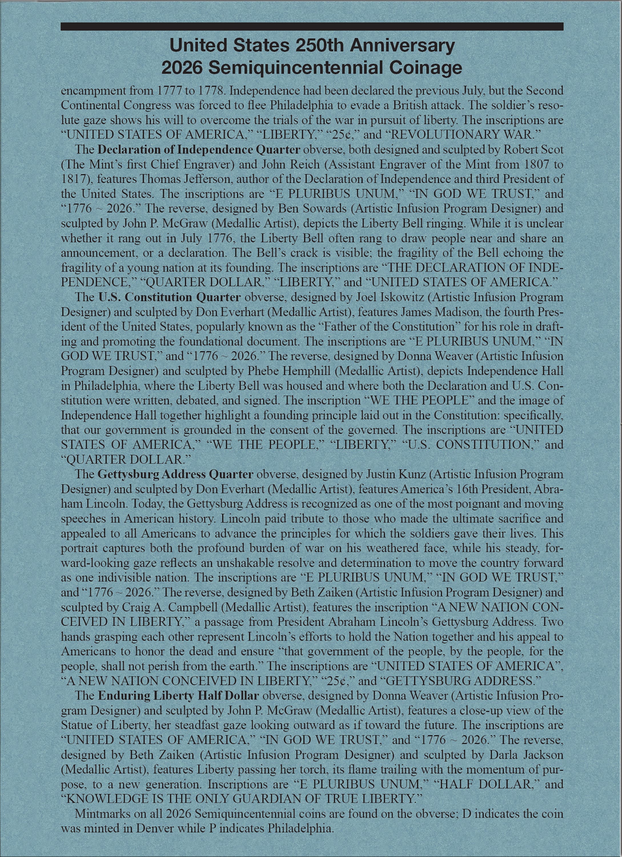 Official Whitman® Coin Folder – United States 250th Anniversary Collection: 2026