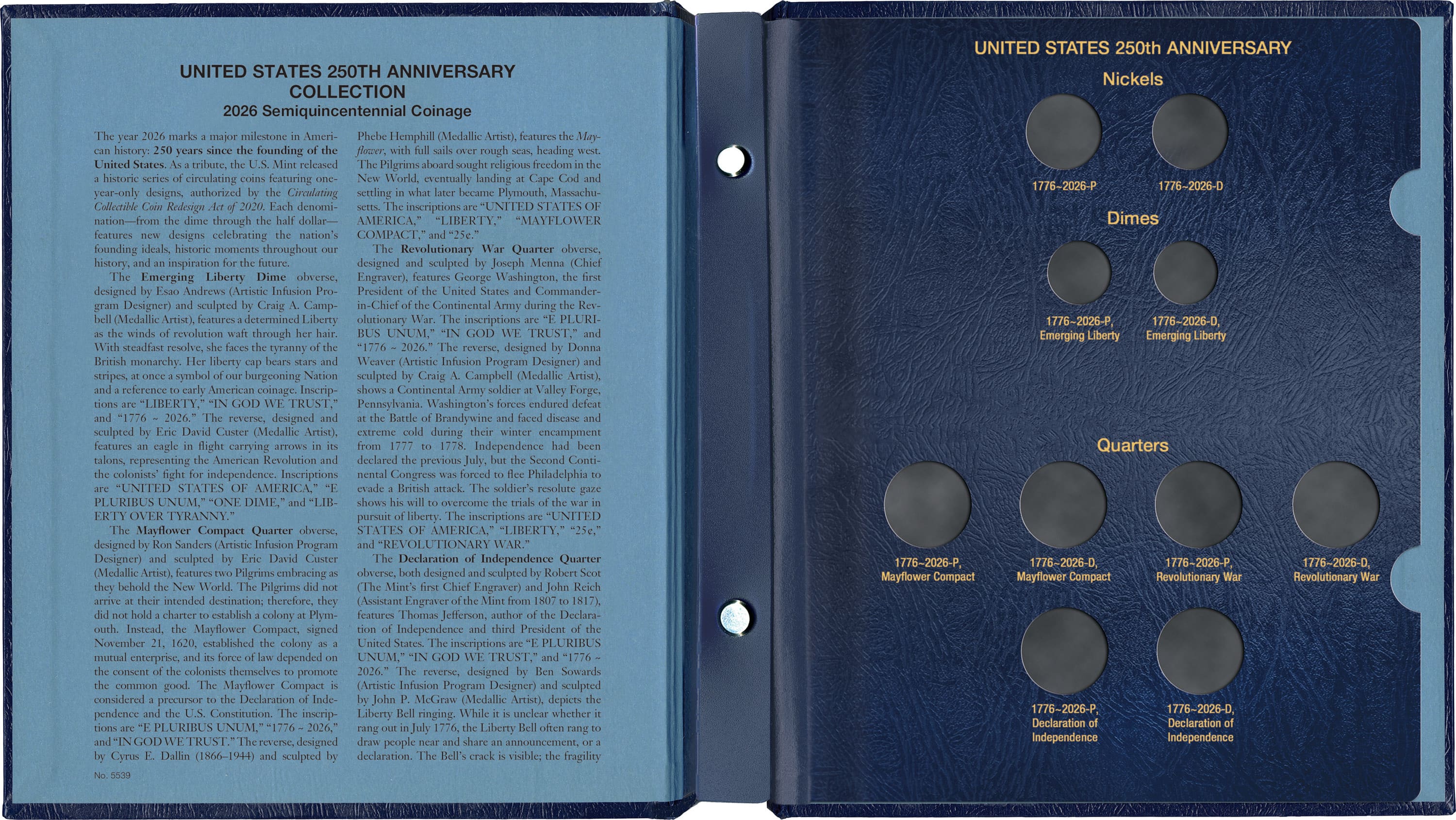 Whitman Classic® Coin Album – United States 250th Anniversary: 2026 (P & D Mints)
