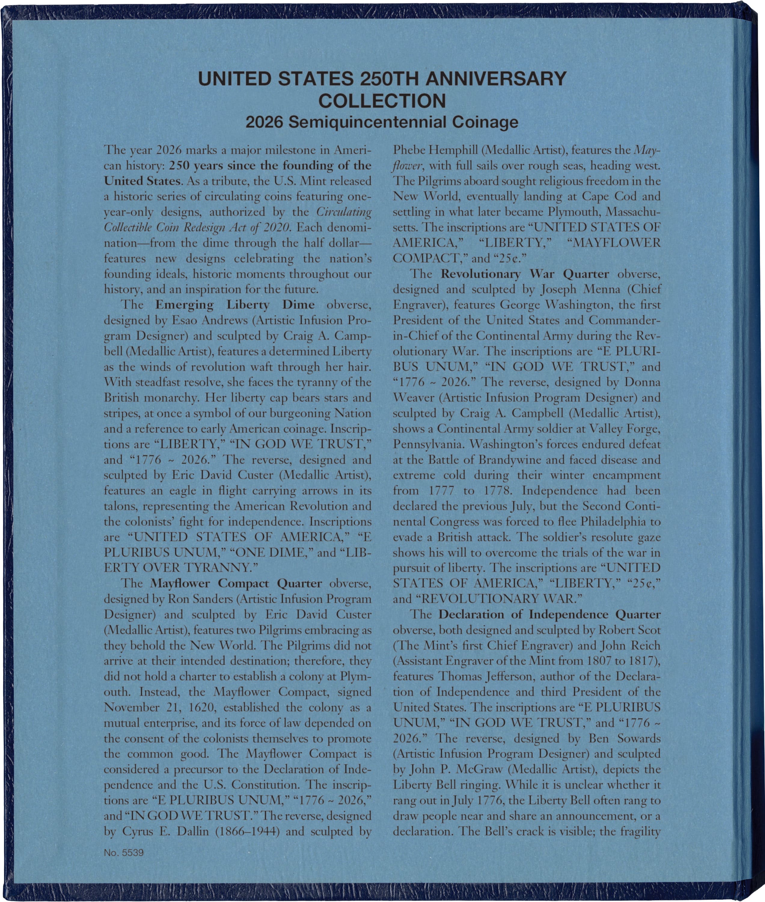 Whitman Classic® Coin Album – United States 250th Anniversary: 2026 (P & D Mints)