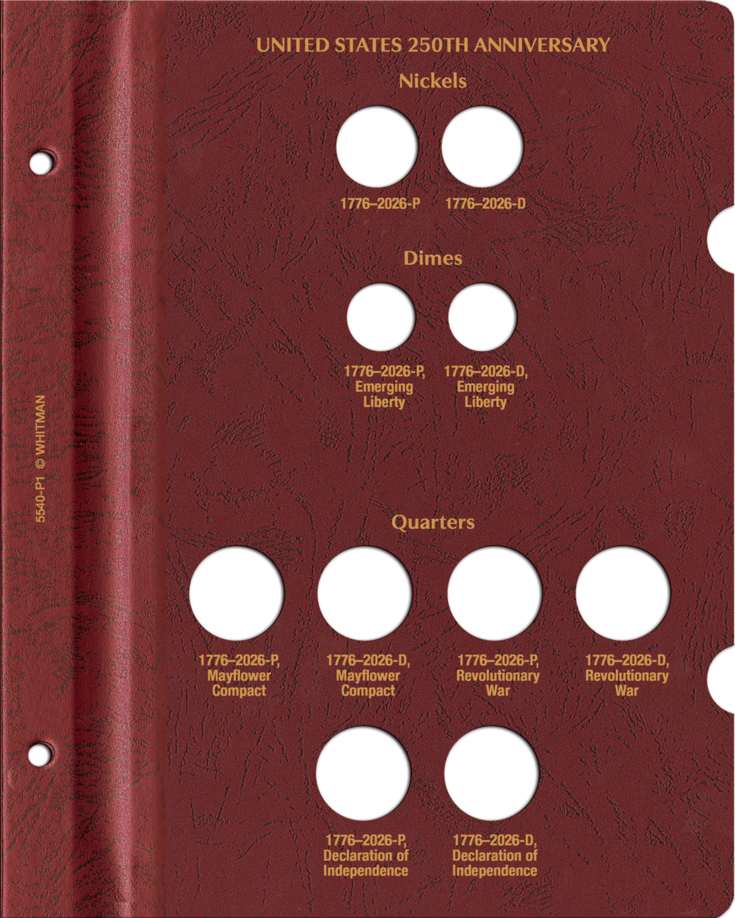 Whitman Prestige™ Coin Album – United States 250th Anniversary Collection: 2026 Date & Mintmark Set